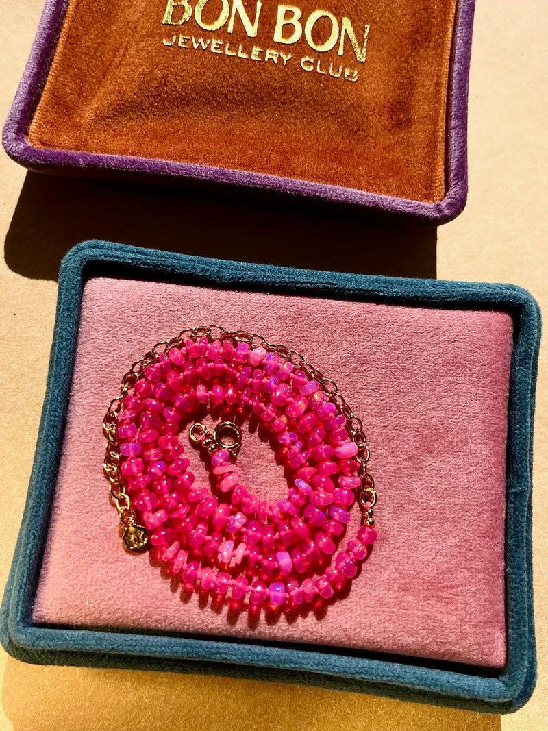 BON BON Neon Pink Fire Opal Necklace
