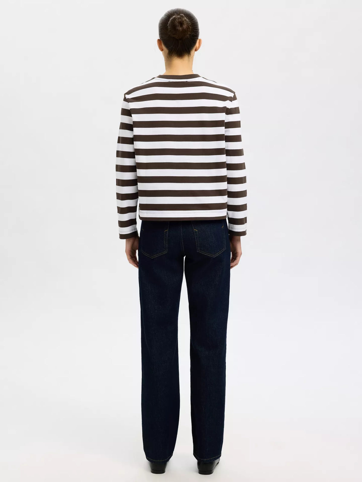 SELECTED Essential LS Striped Tee in Delicioso