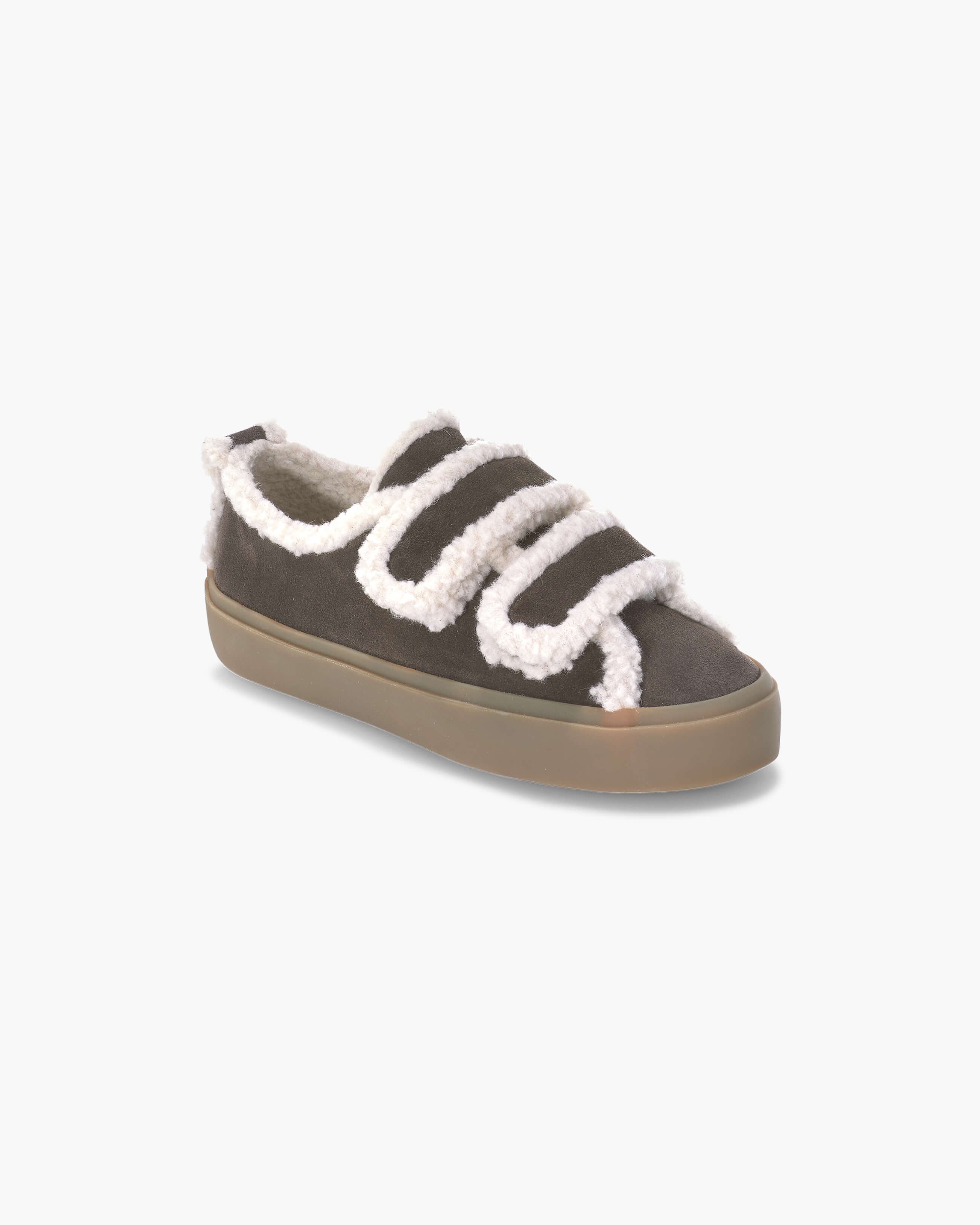 INUIKII Shearling Low Velcro in Dark Brown