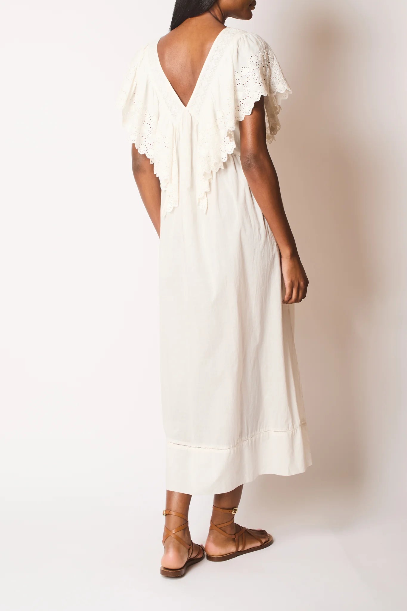 FAUNE Camelia Cotton Voile Dress in Vintage White