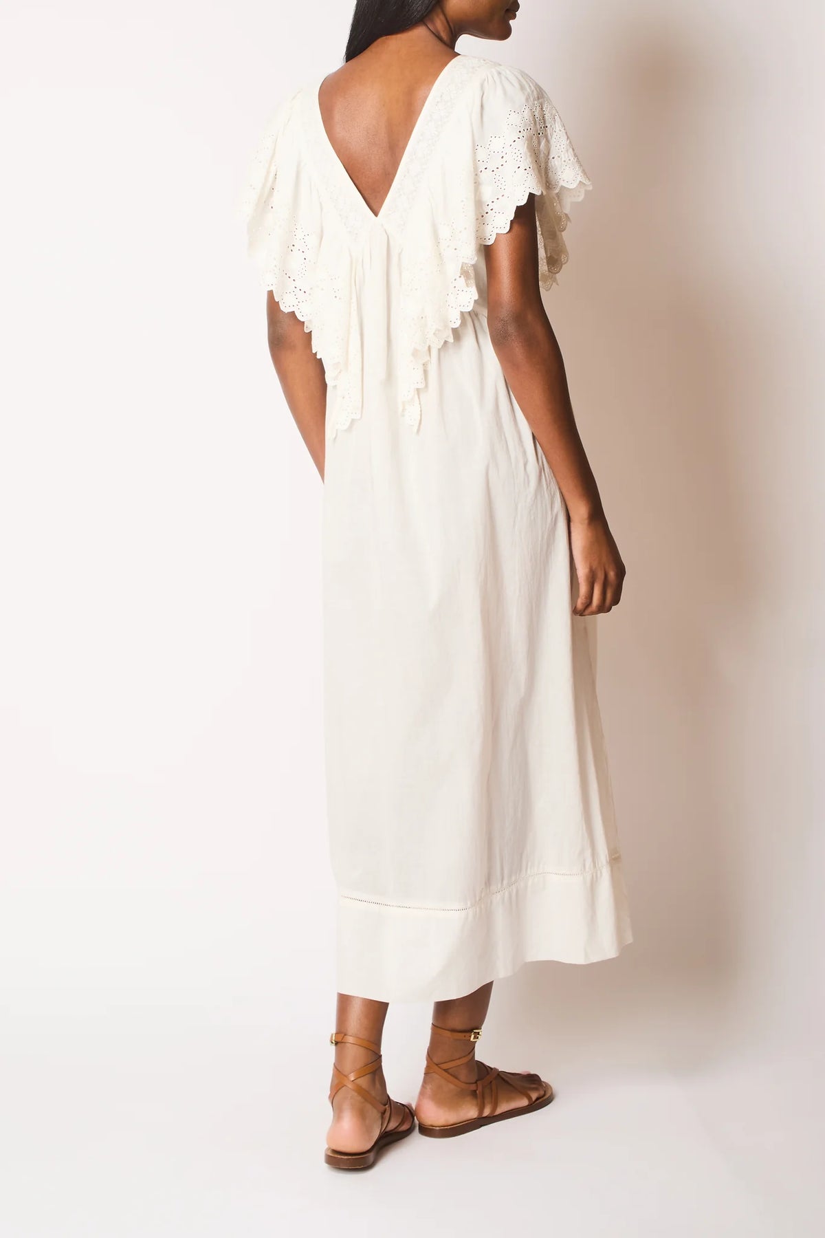 FAUNE Camelia Cotton Voile Dress in Vintage White