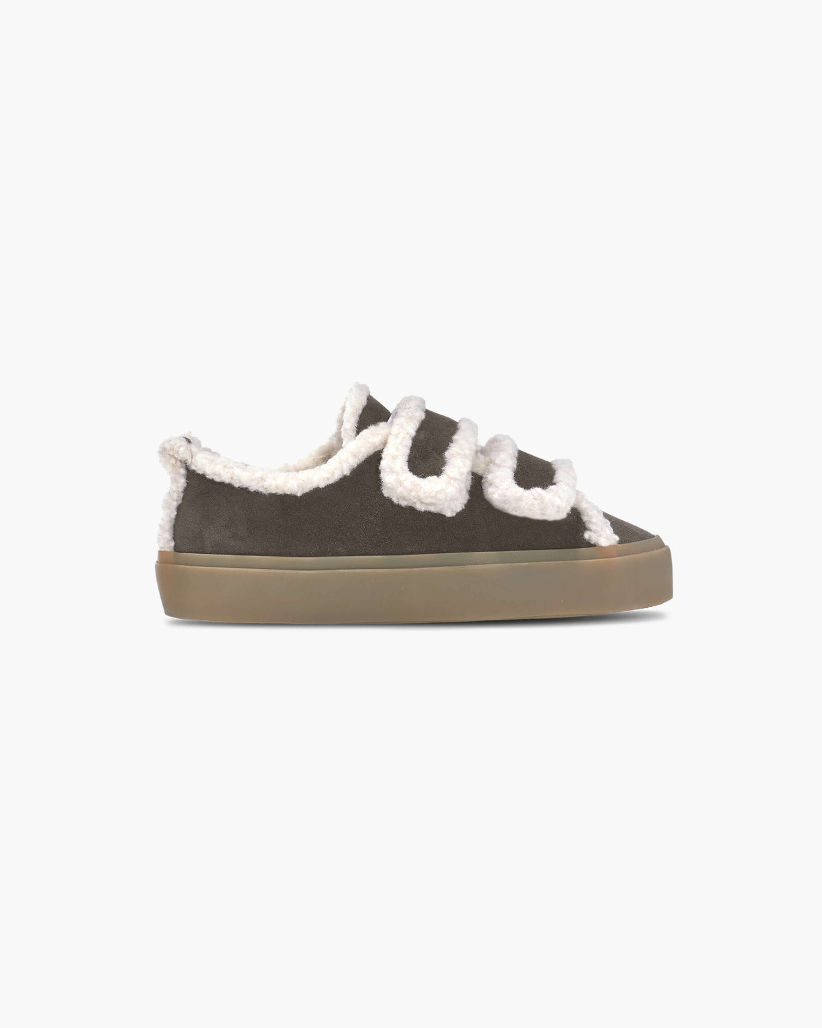 INUIKII Shearling Low Velcro in Dark Brown