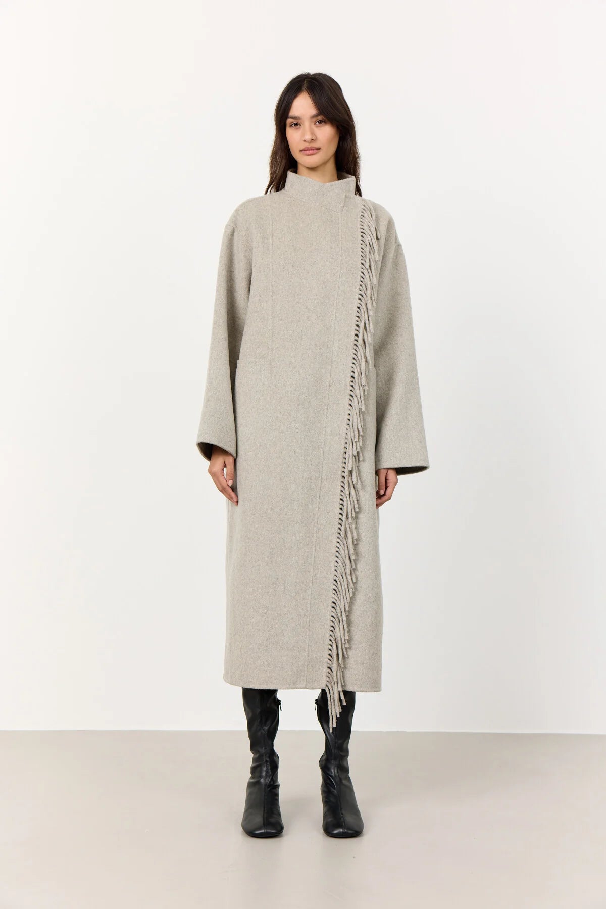 Levete Room Owa 35 Fringe Coat in Silver Grey