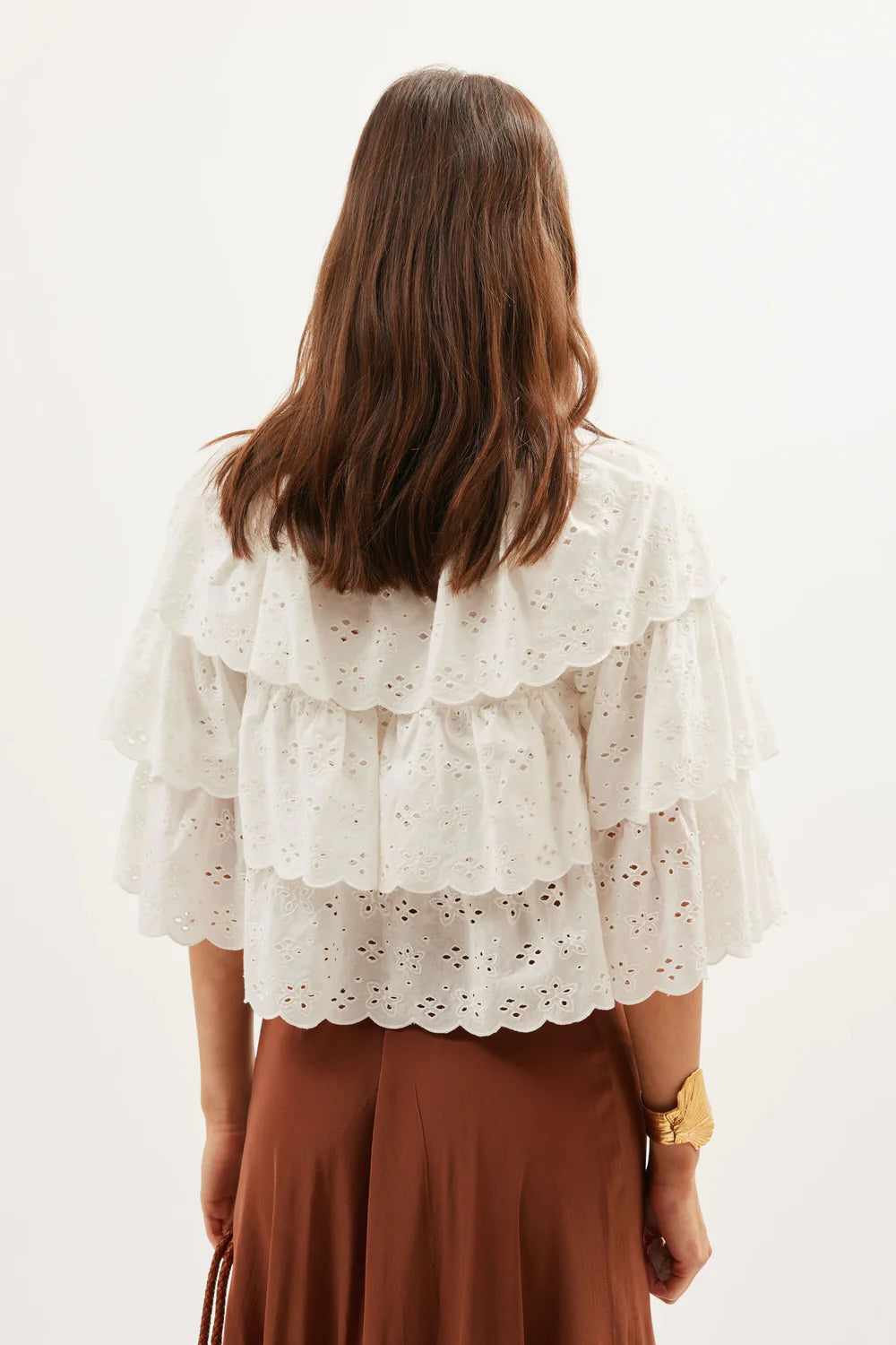 RIXO Caserta Top in Ivory