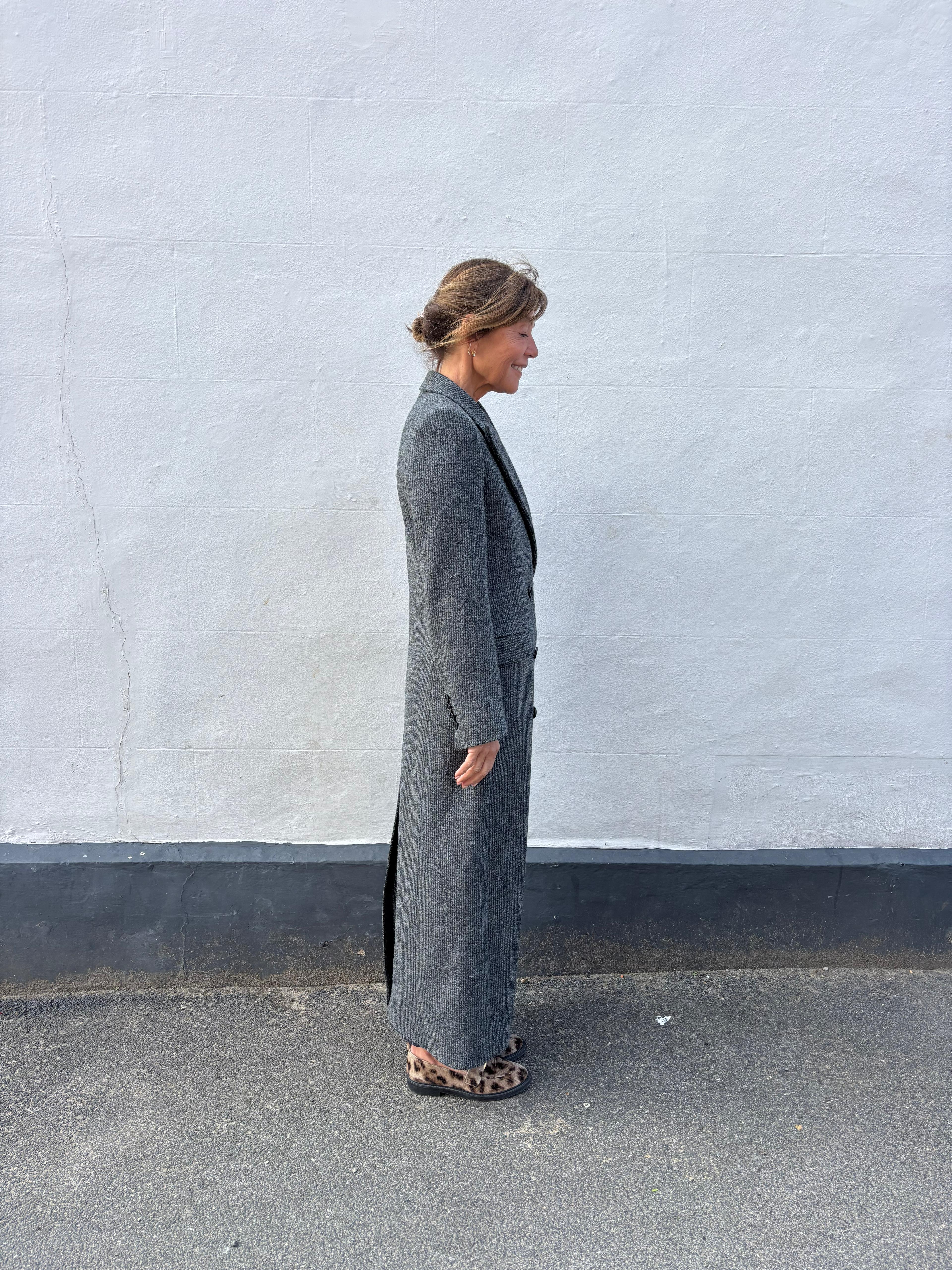 Bella Freud Bianca Coat in Microcheck Tweed
