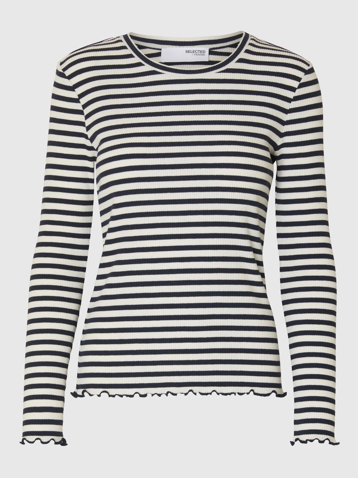 SELECTED Anna LS Stripe Crew in Dark Sapphire