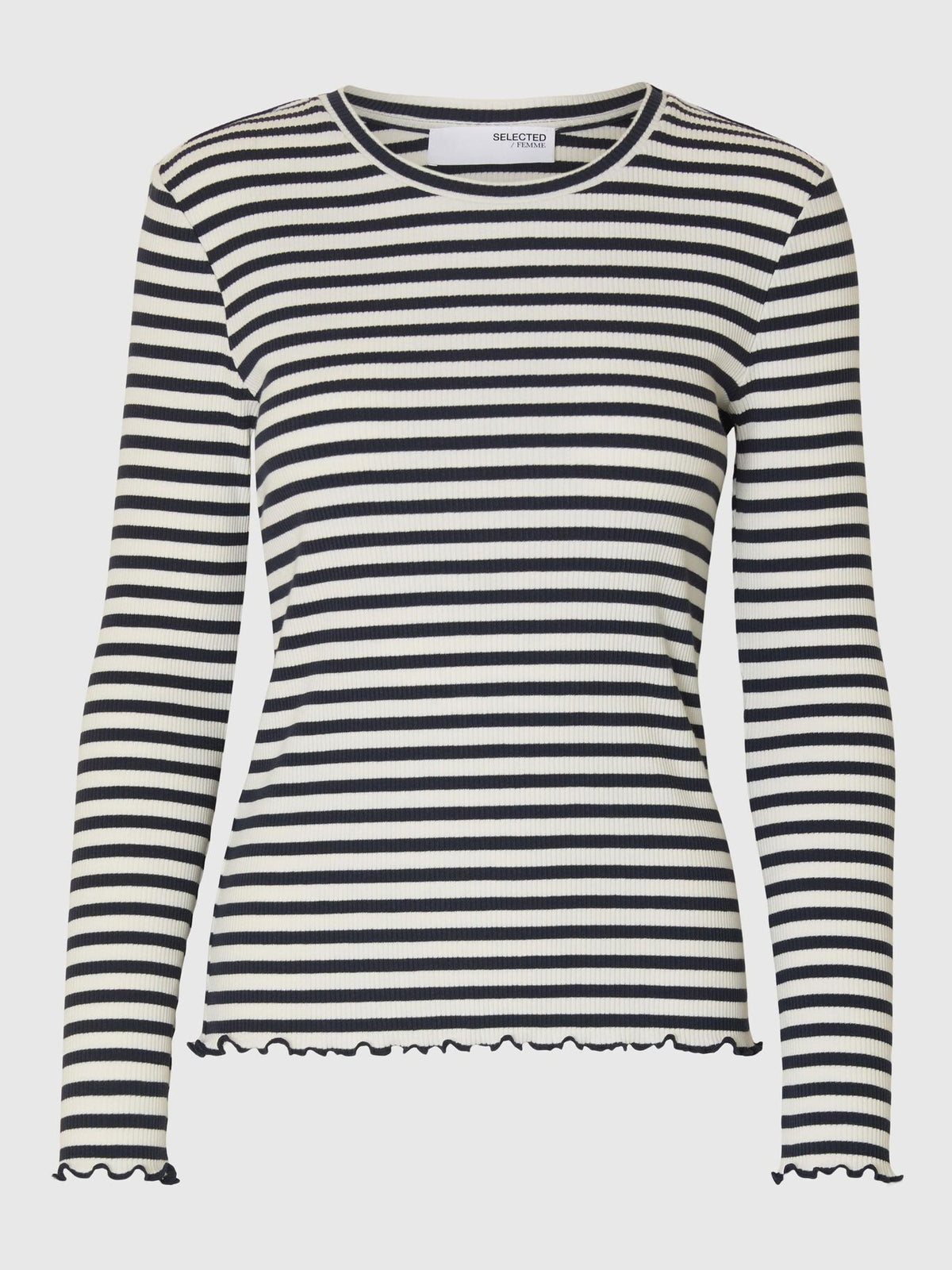 SELECTED Anna LS Stripe Crew in Dark Sapphire
