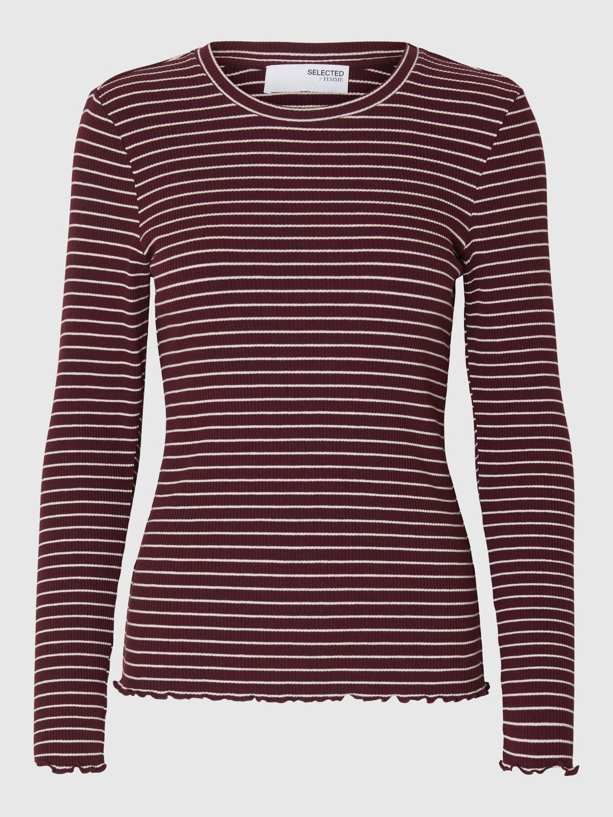 SELECTED Anna LS Stripe Crew in Fig