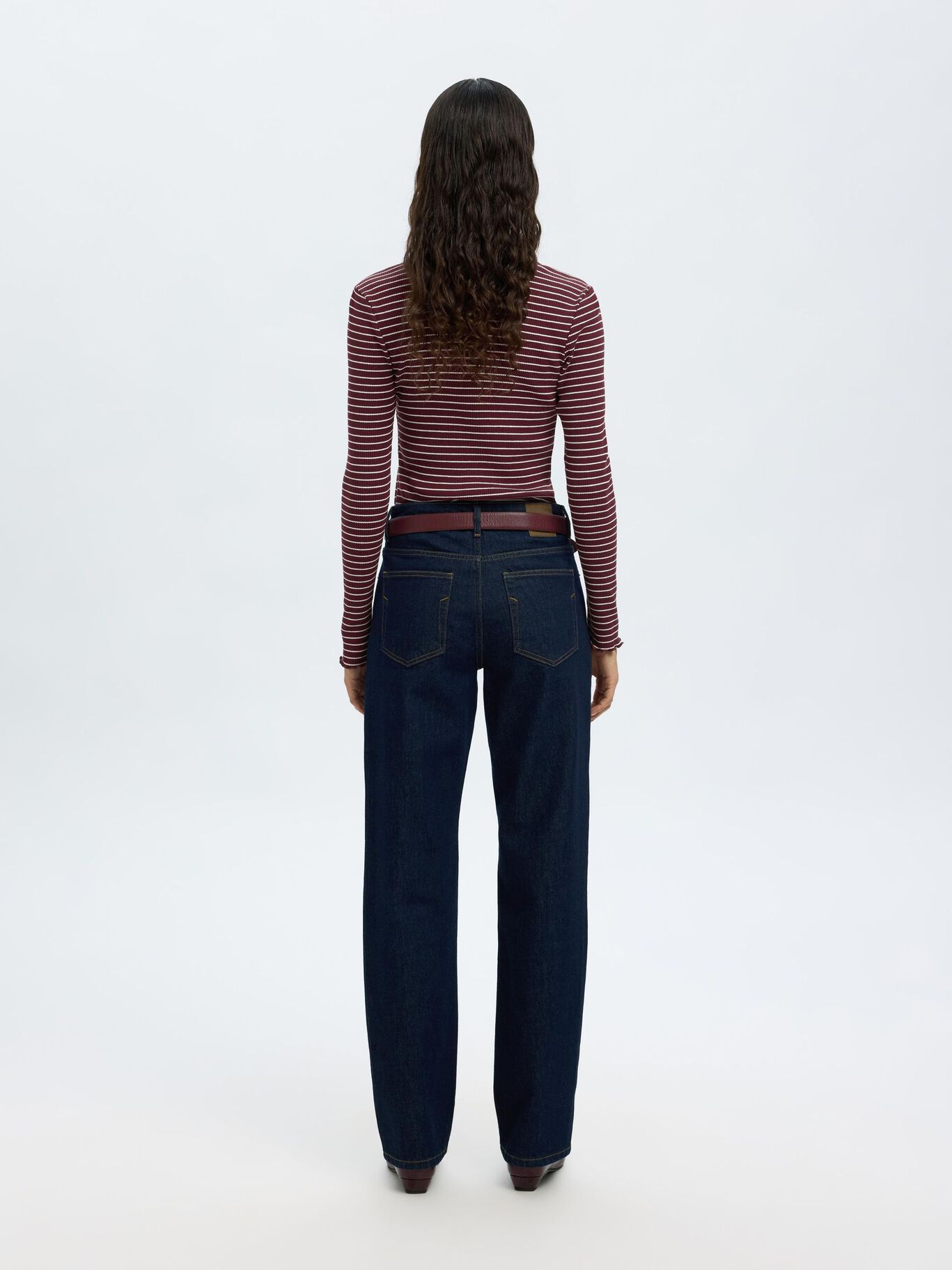 SELECTED Anna LS Stripe Crew in Fig