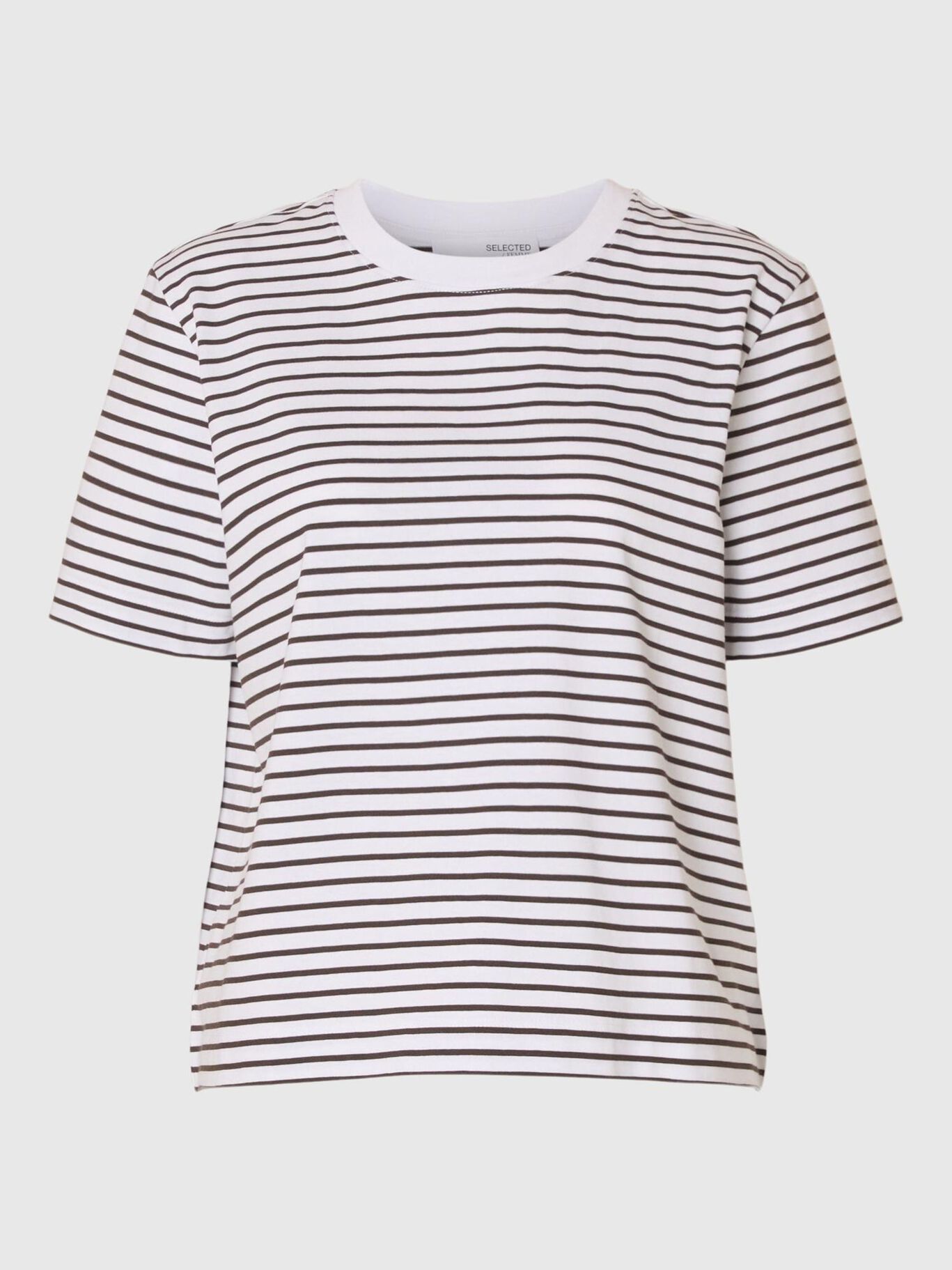 SELECTED Essential Striped Boxy Tee in Delicioso