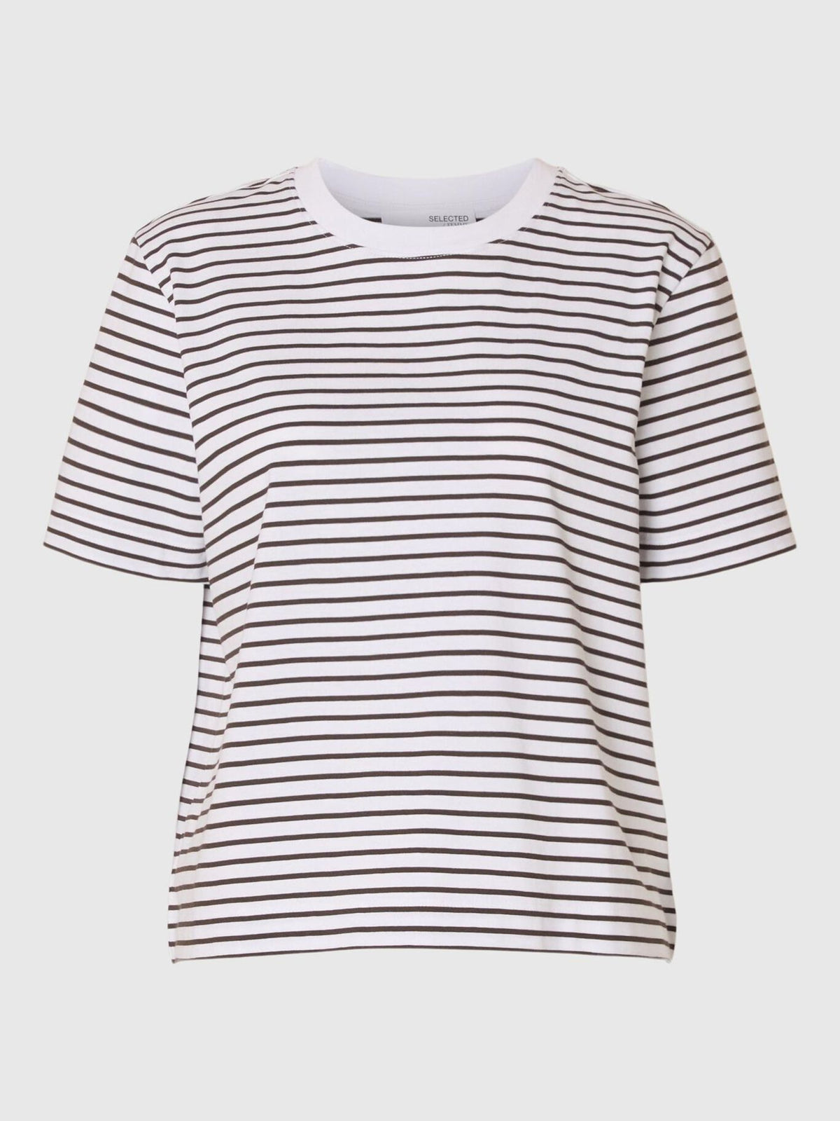 SELECTED Essential Striped Boxy Tee in Delicioso