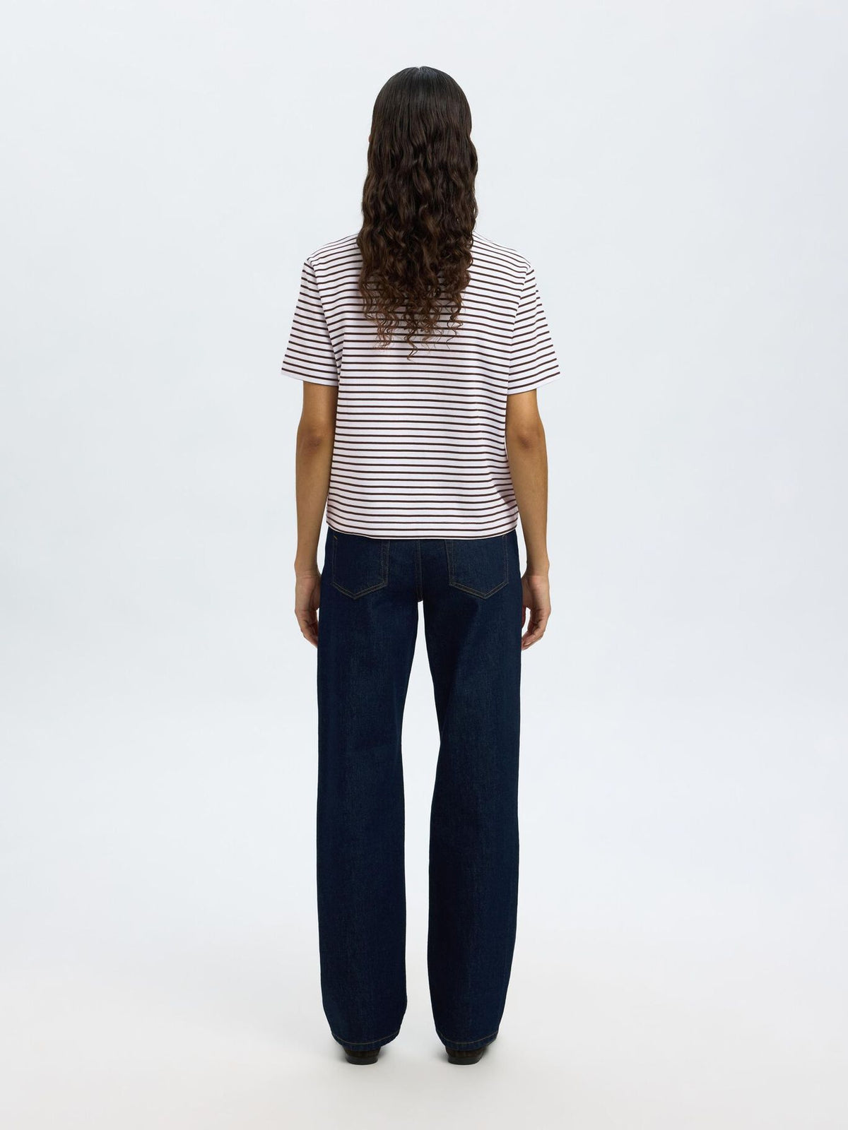 SELECTED Essential Striped Boxy Tee in Delicioso