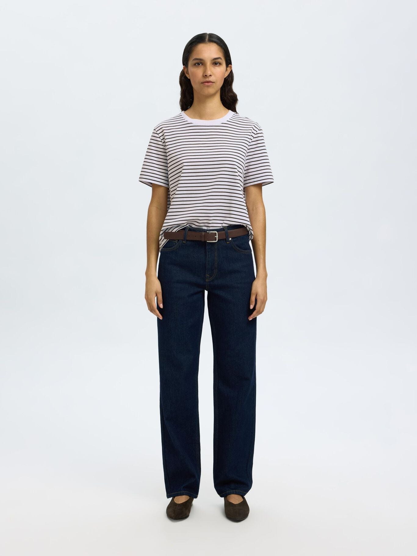 SELECTED Essential Striped Boxy Tee in Delicioso
