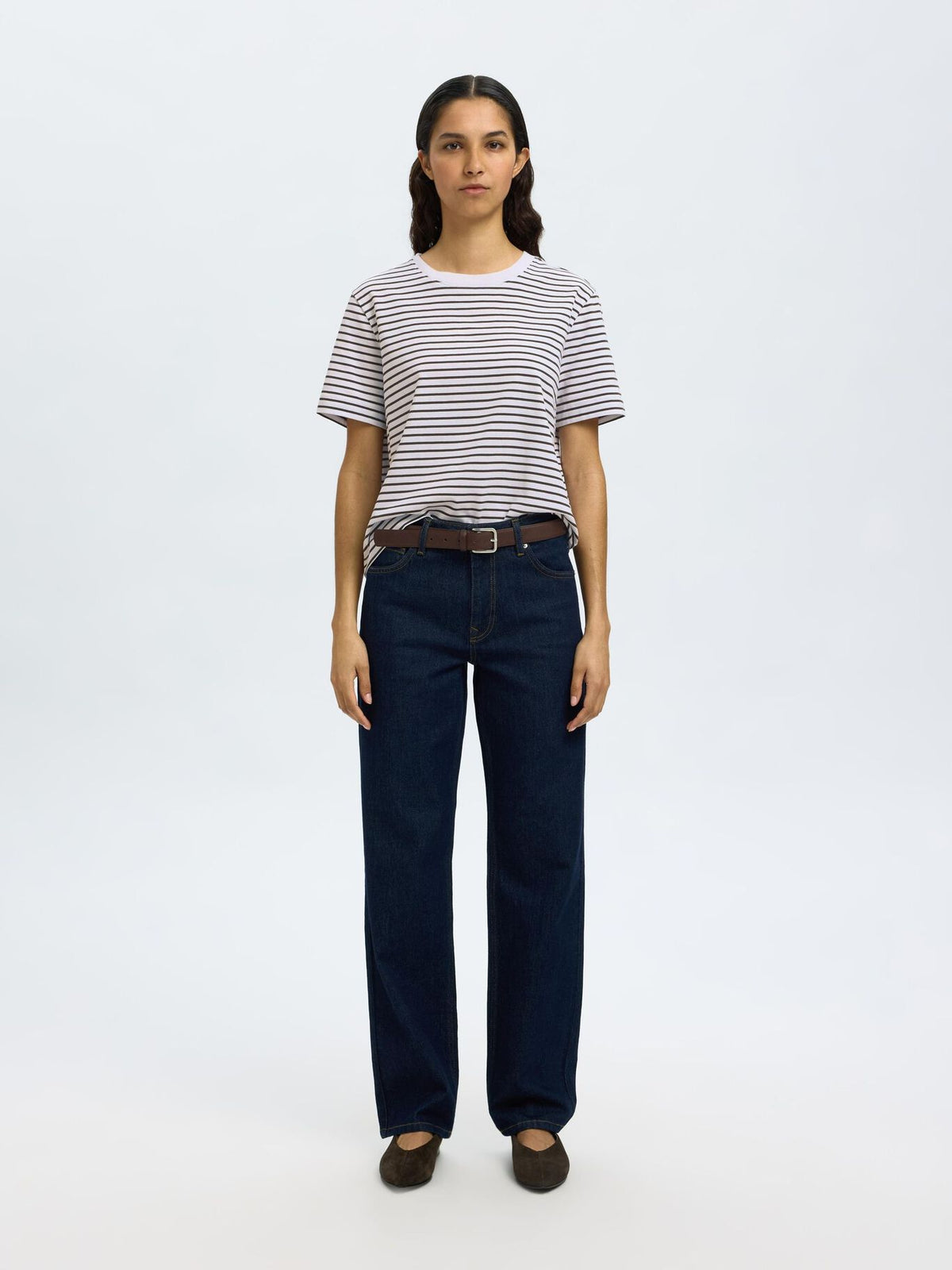 SELECTED Essential Striped Boxy Tee in Delicioso