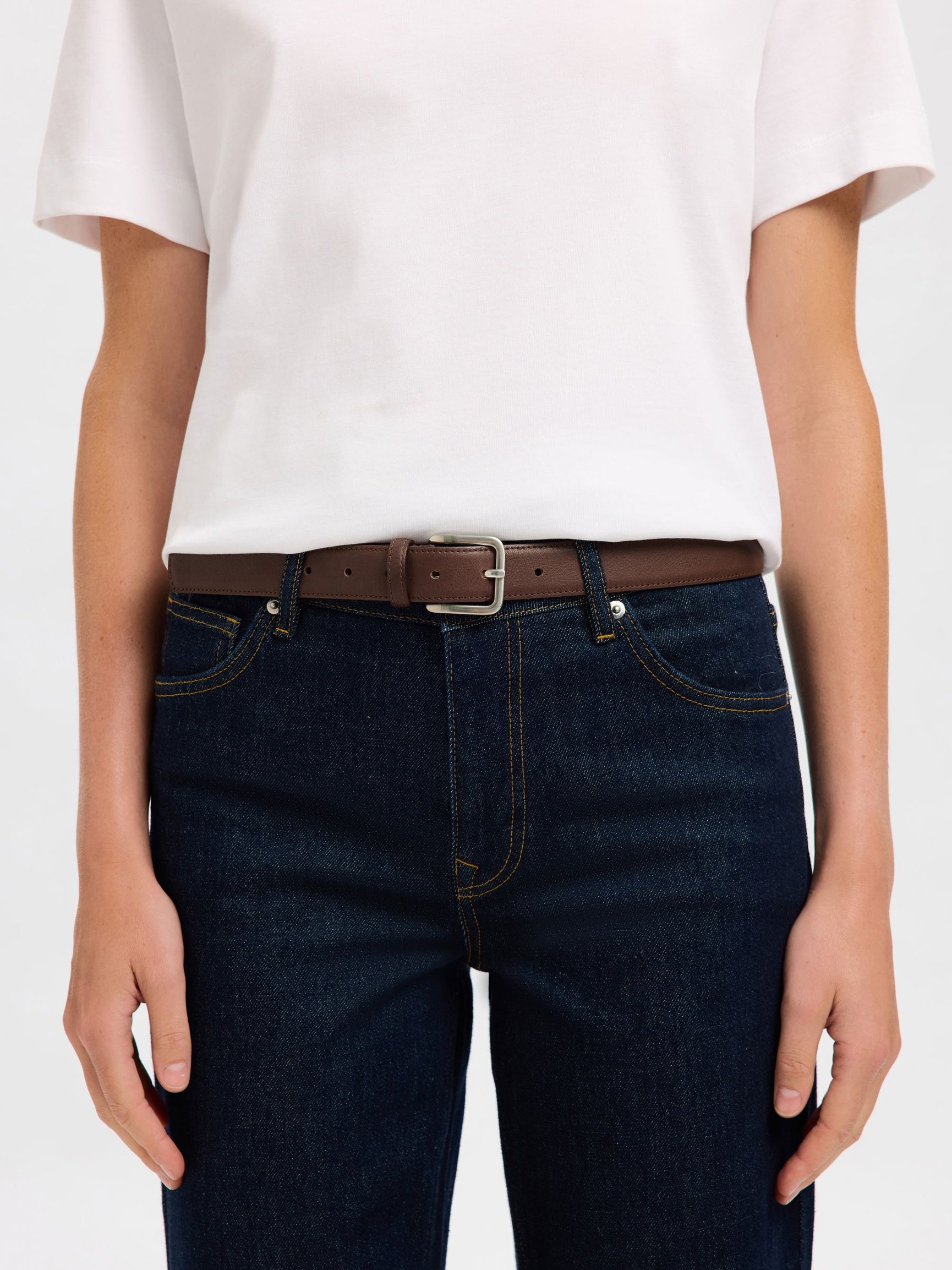 SELECTED Clara Leather Belt in Demitasse