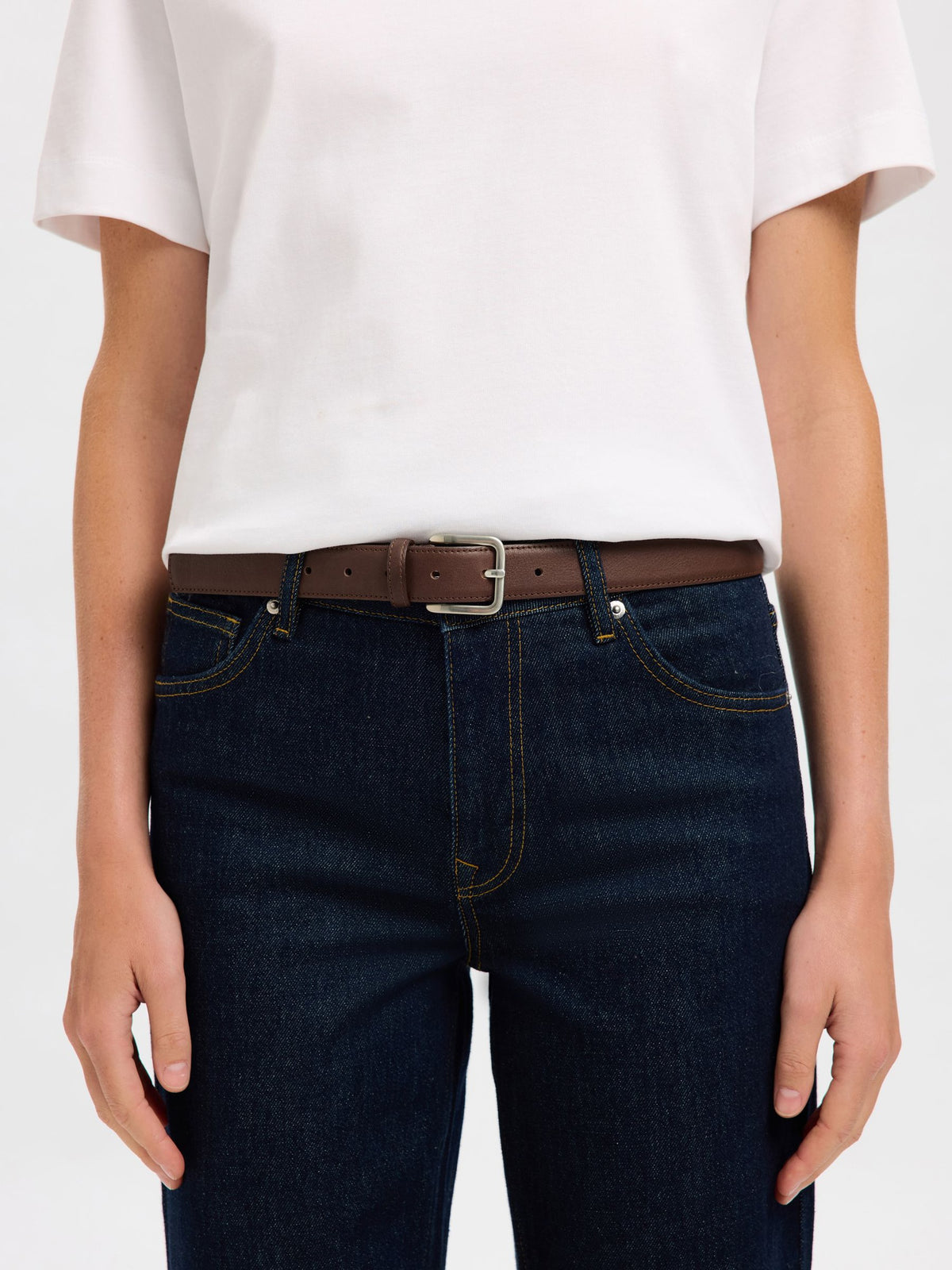 SELECTED Clara Leather Belt in Demitasse