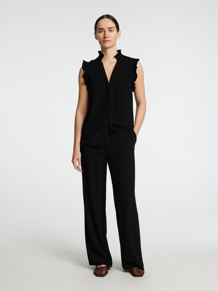 SLF Viva Sun Ruffle Top in Black