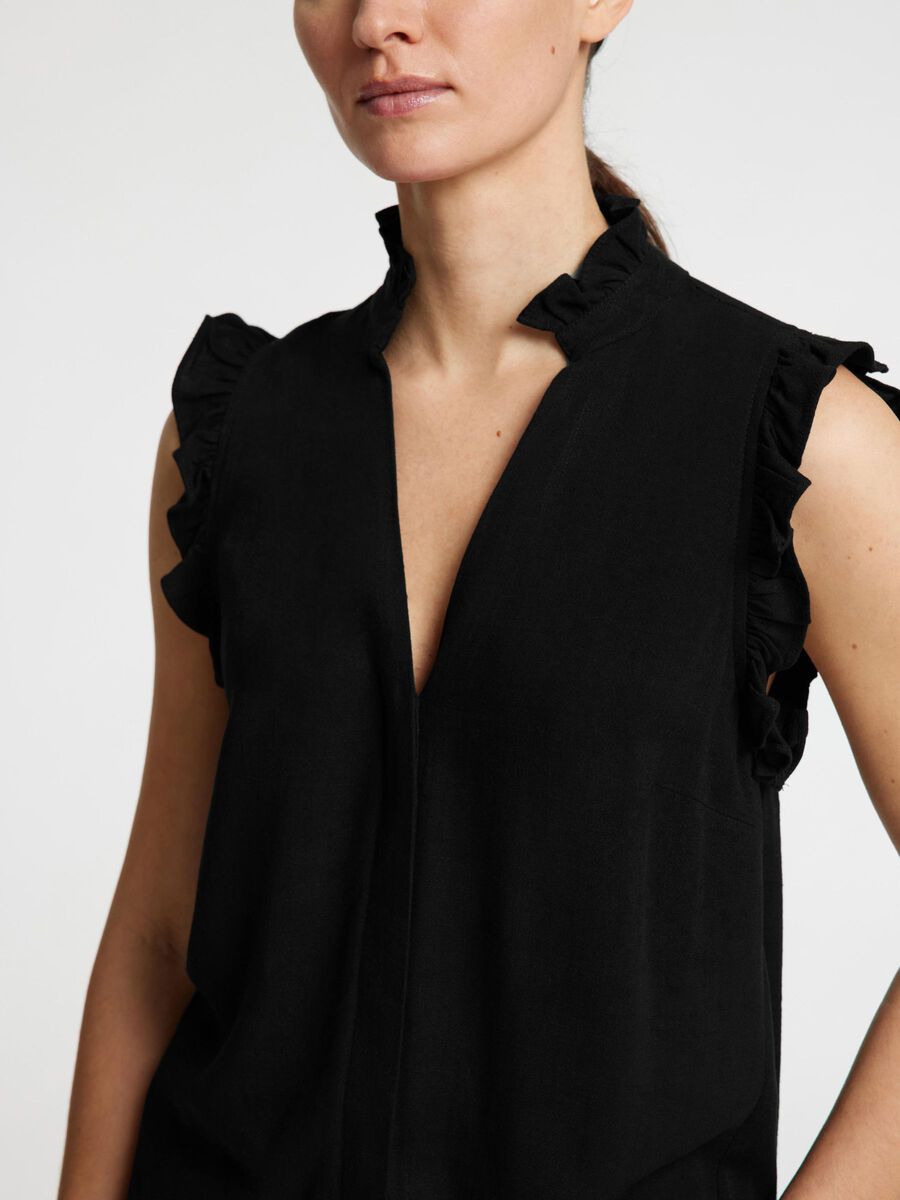 SLF Viva Sun Ruffle Top in Black