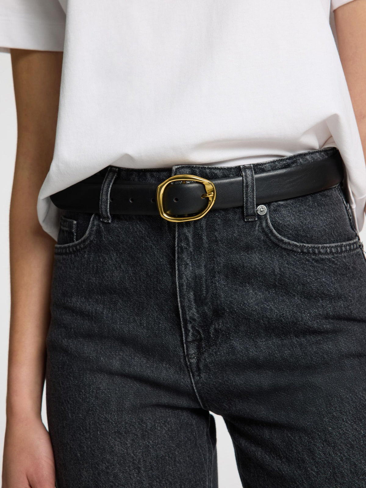 SELECTED Fiona Leather Belt in Black