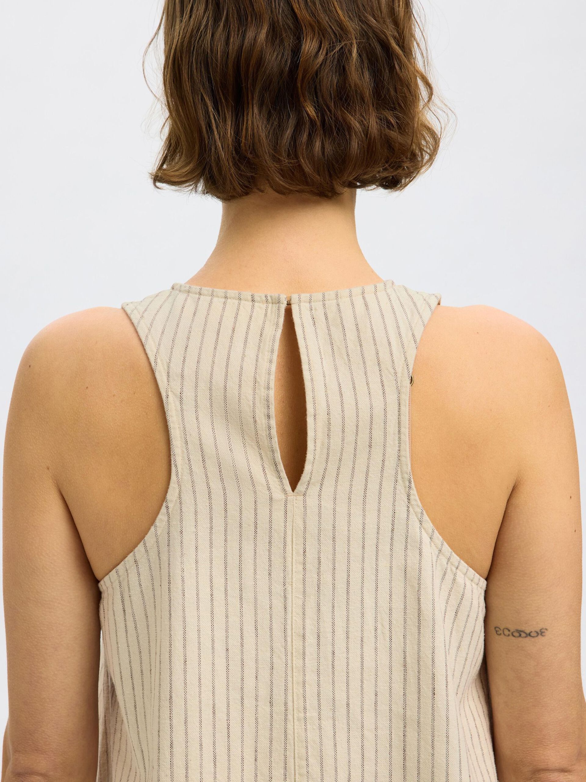 SELECTED Johanne SL Striped Midi Dress in Birch