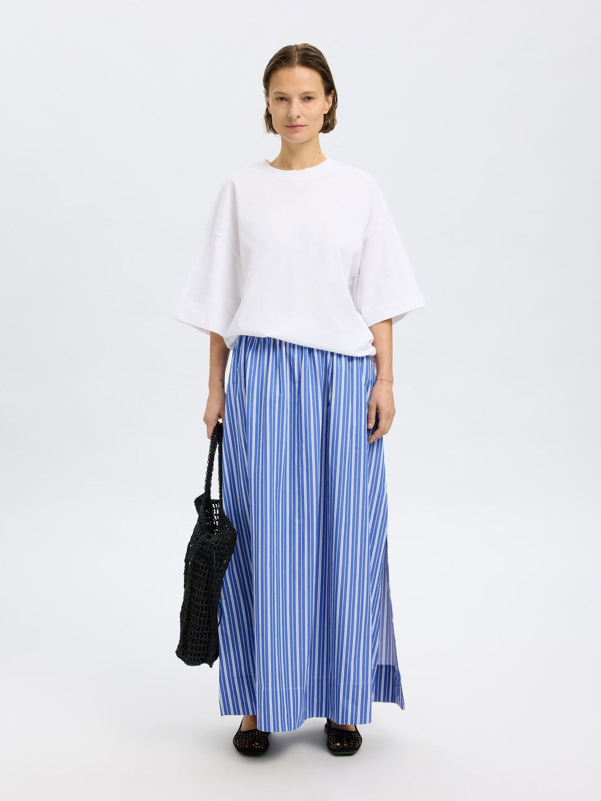 SELECTED Fia Ankle Slit Skirt in Dazzling Blue