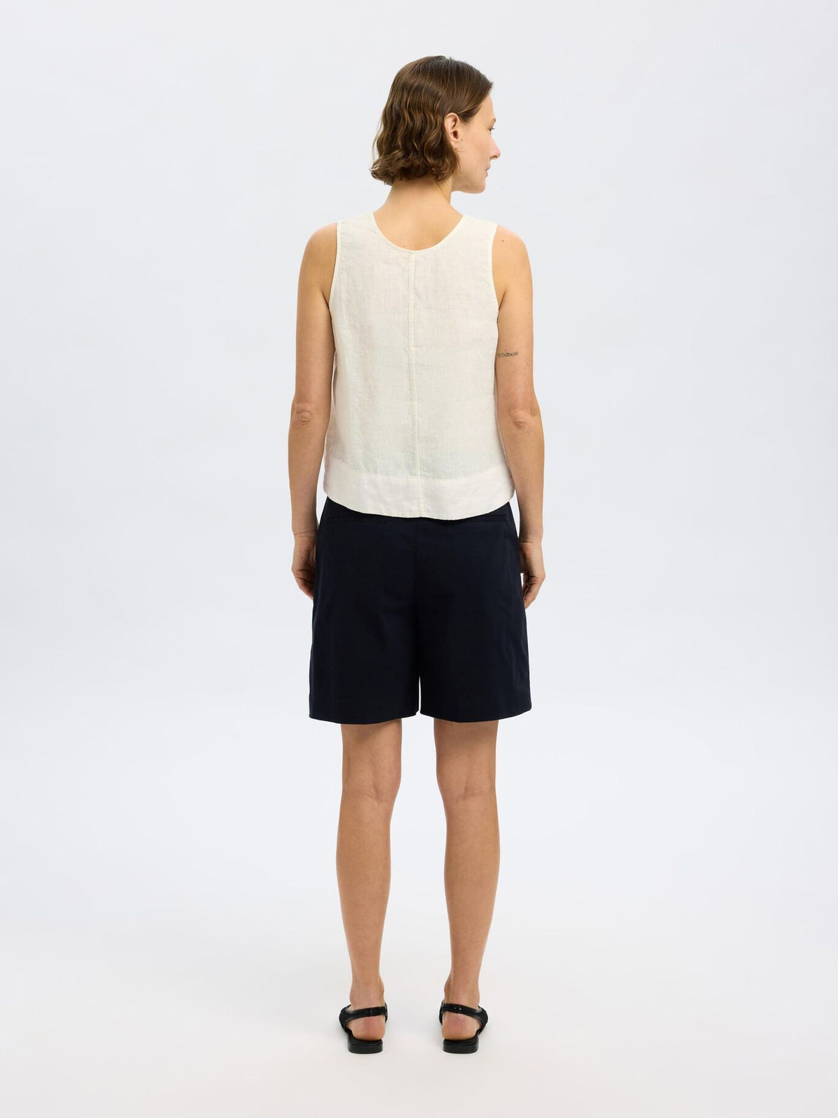 SELECTED Linna Reversible Linen Top in White