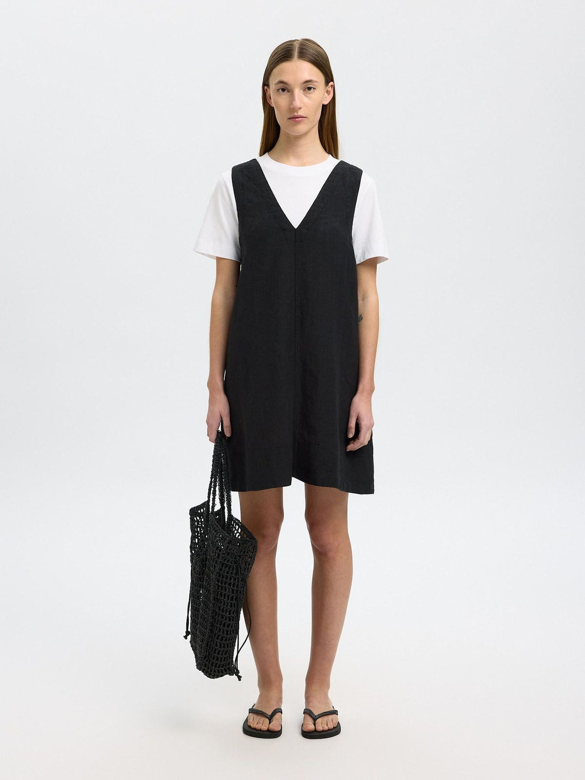 SELECTED Linna Linen Dress in Black