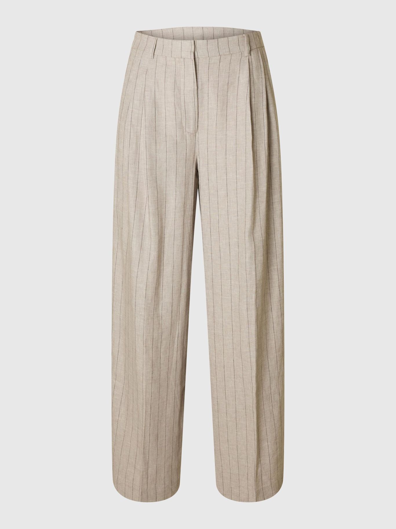 SELECTED Vilka Sun Extra Wide Pant in Oatmeal Pinstripe
