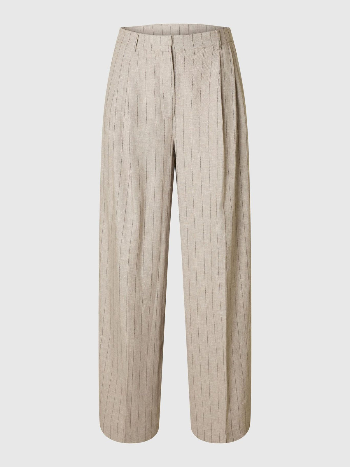 SELECTED Vilka Sun Extra Wide Pant in Oatmeal Pinstripe
