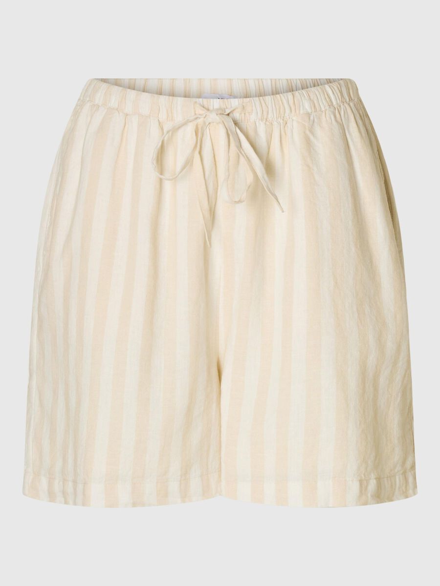 SELECTED Luisa Striped Shorts in Sandshell