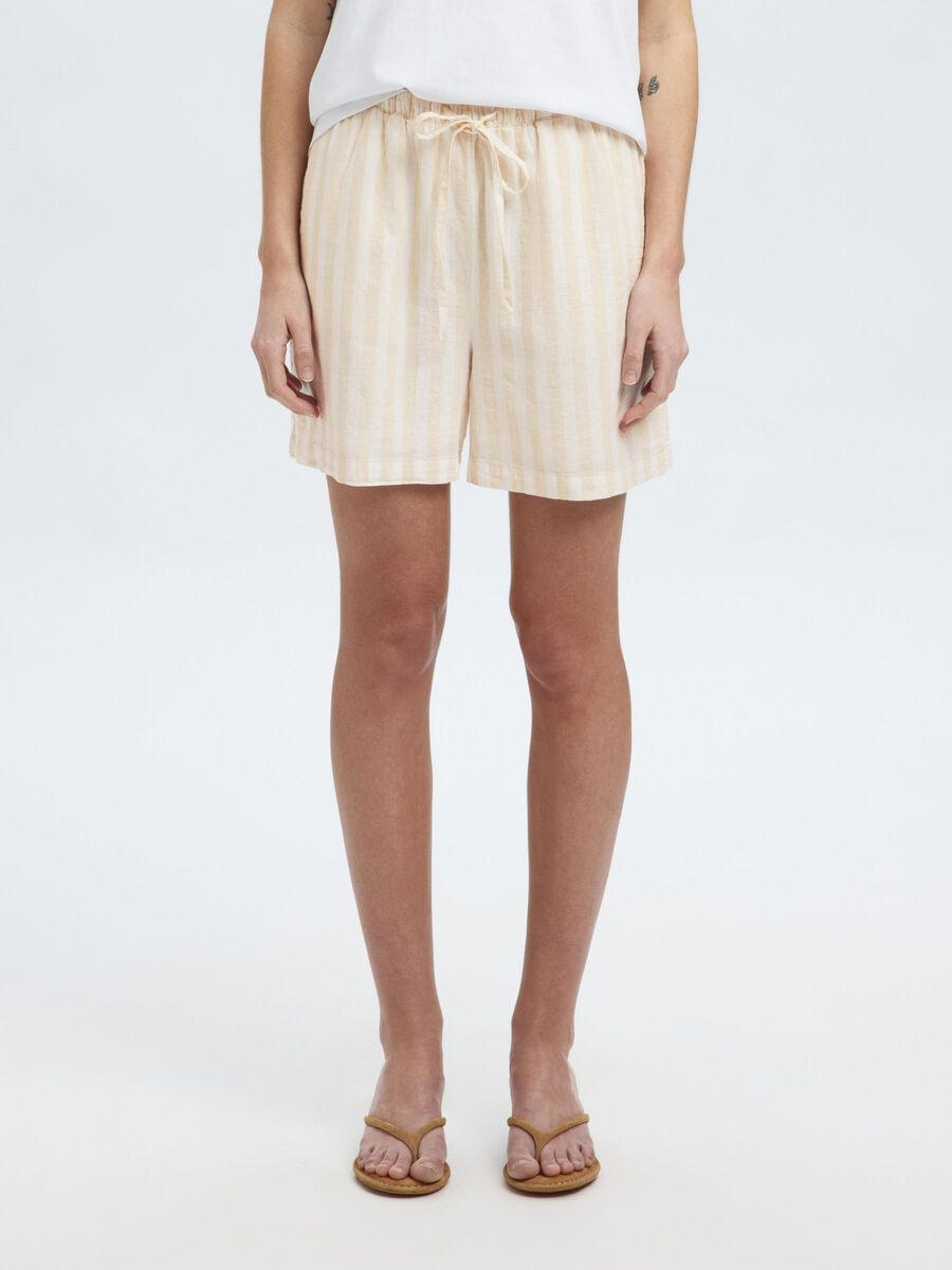SELECTED Luisa Striped Shorts in Sandshell