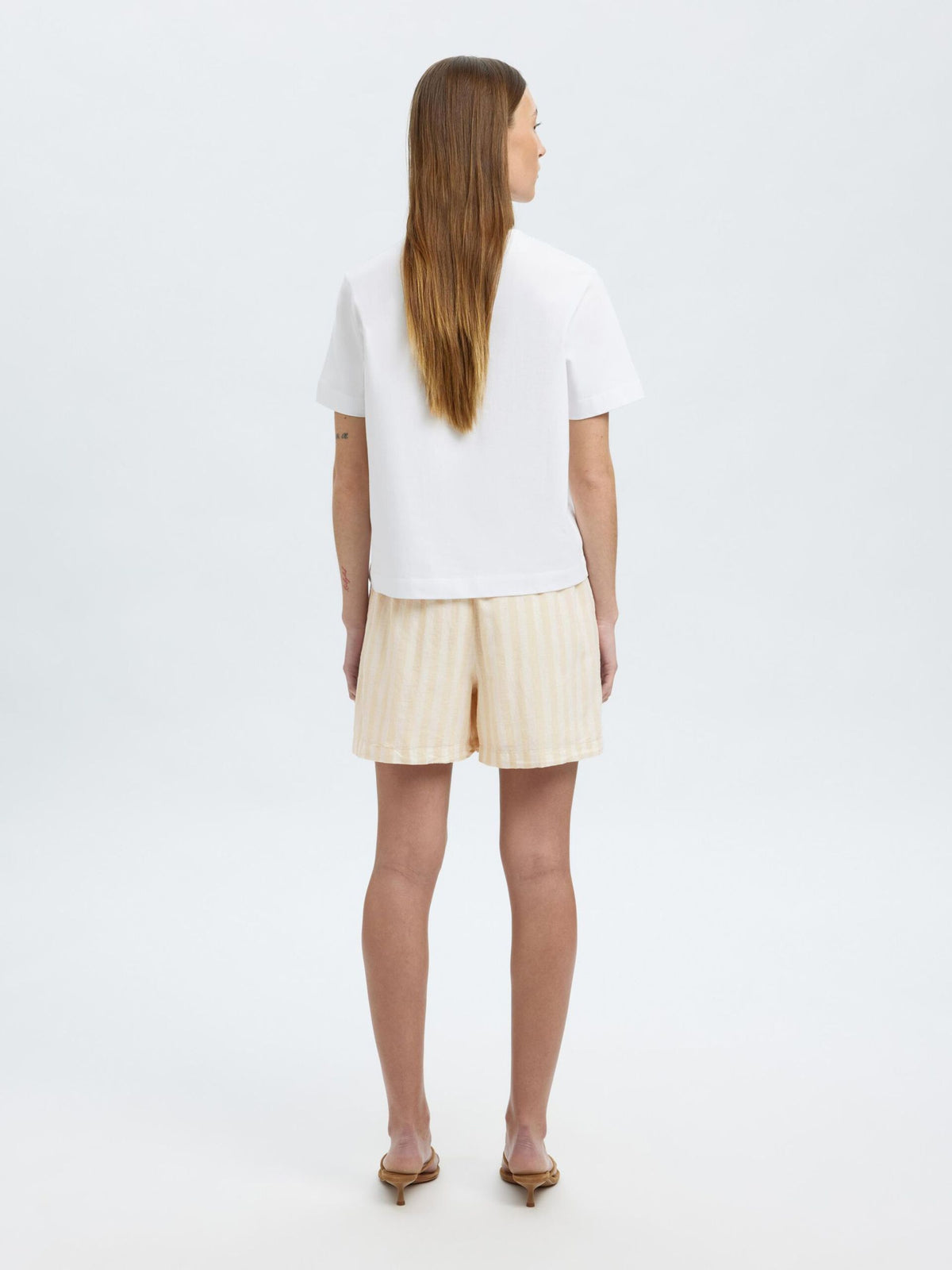 SELECTED Luisa Striped Shorts in Sandshell