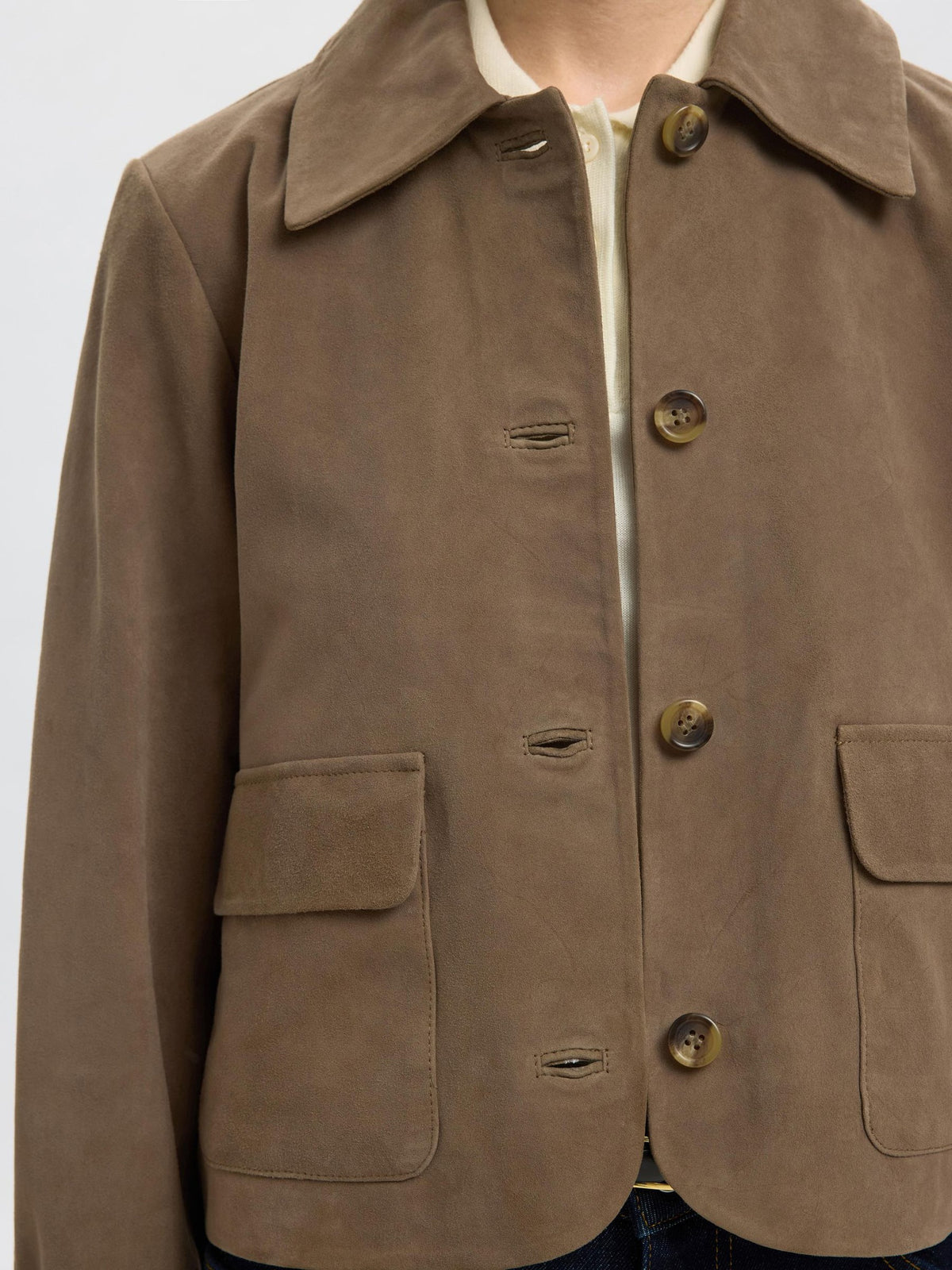 SELECTED Kaya Suede Jacket in Fungi