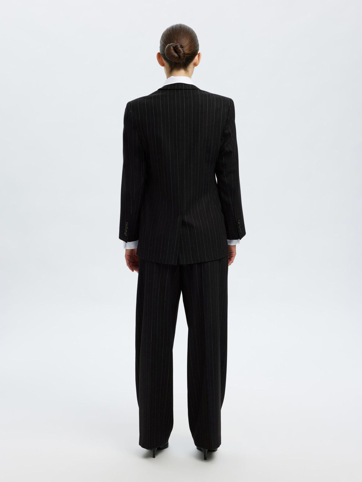 SELECTED Malia Manteco Pants in Black Pinstripe