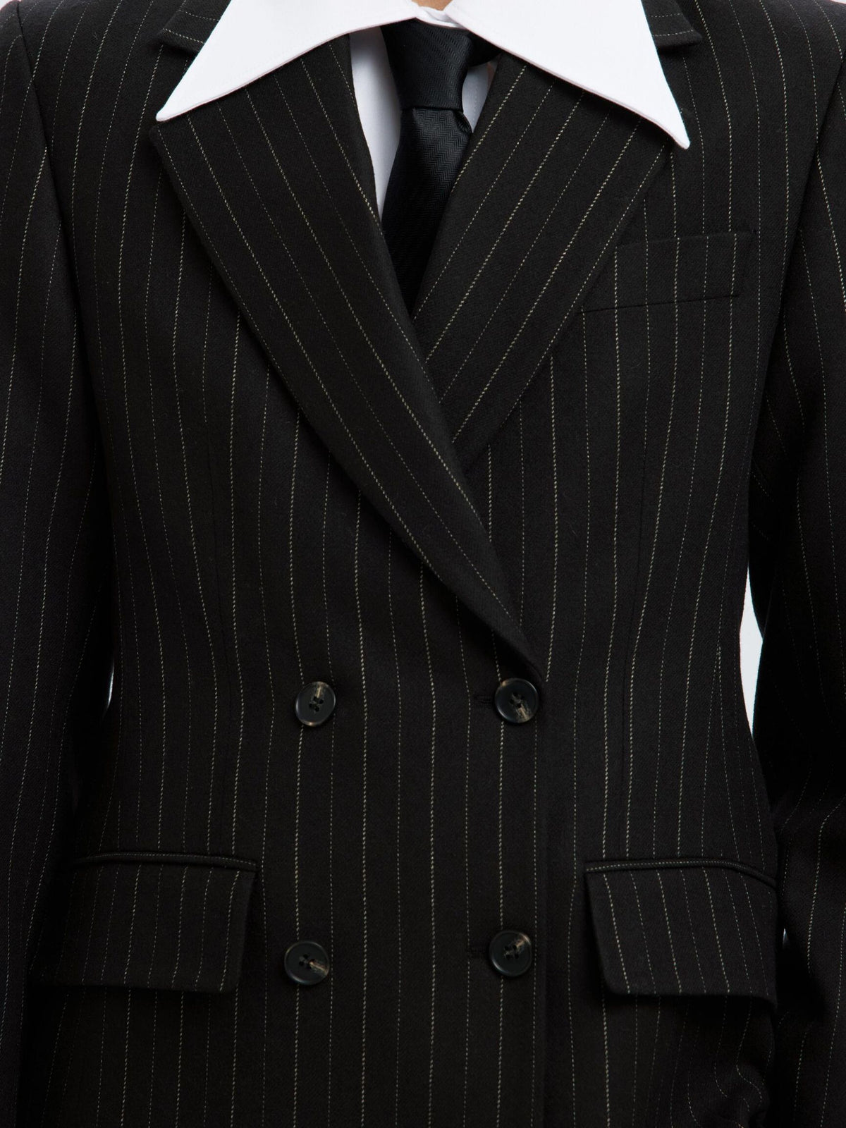 SELECTED Malia Manteco Blazer in Black Pinstripe