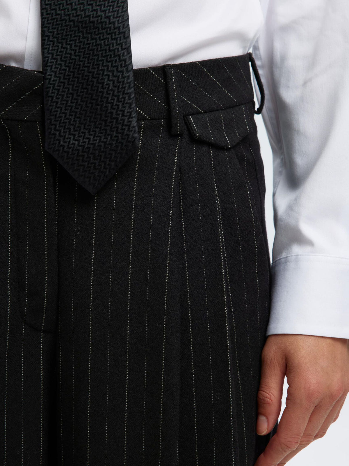 SELECTED Malia Manteco Pants in Black Pinstripe
