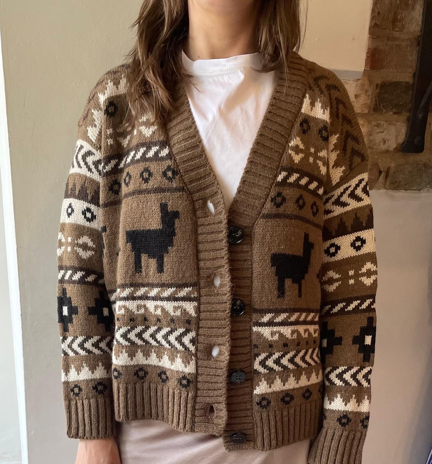 Weekend Max Mara Ovatta Jacquard Cardi in Camel