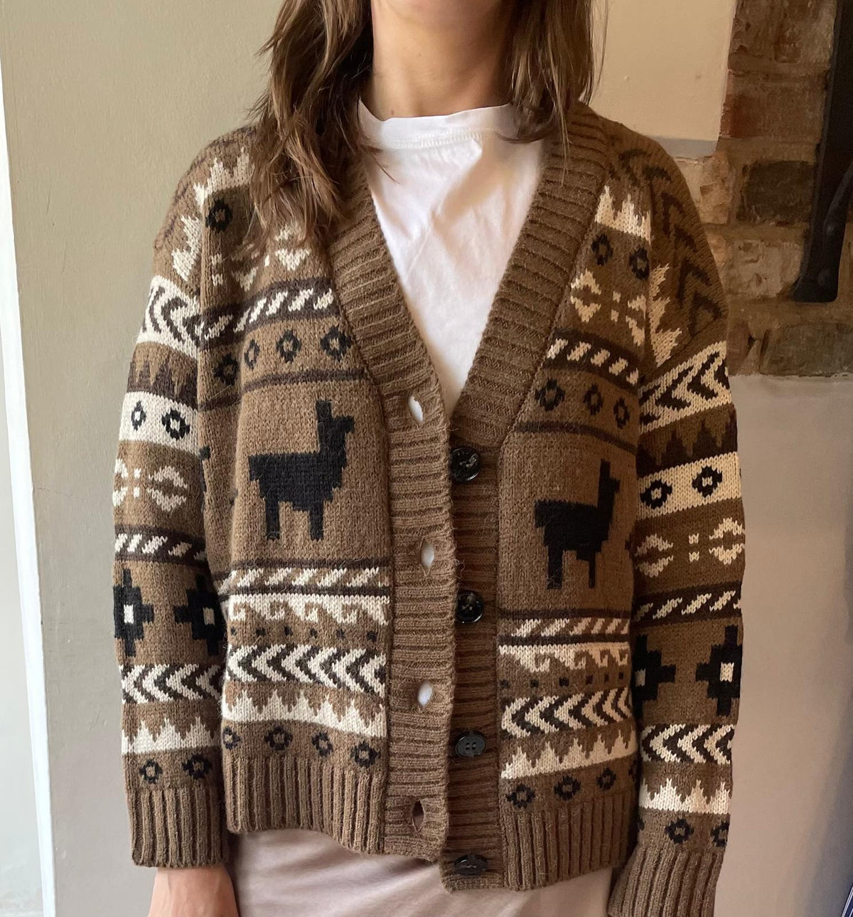 Weekend Max Mara Ovatta Jacquard Cardi in Camel
