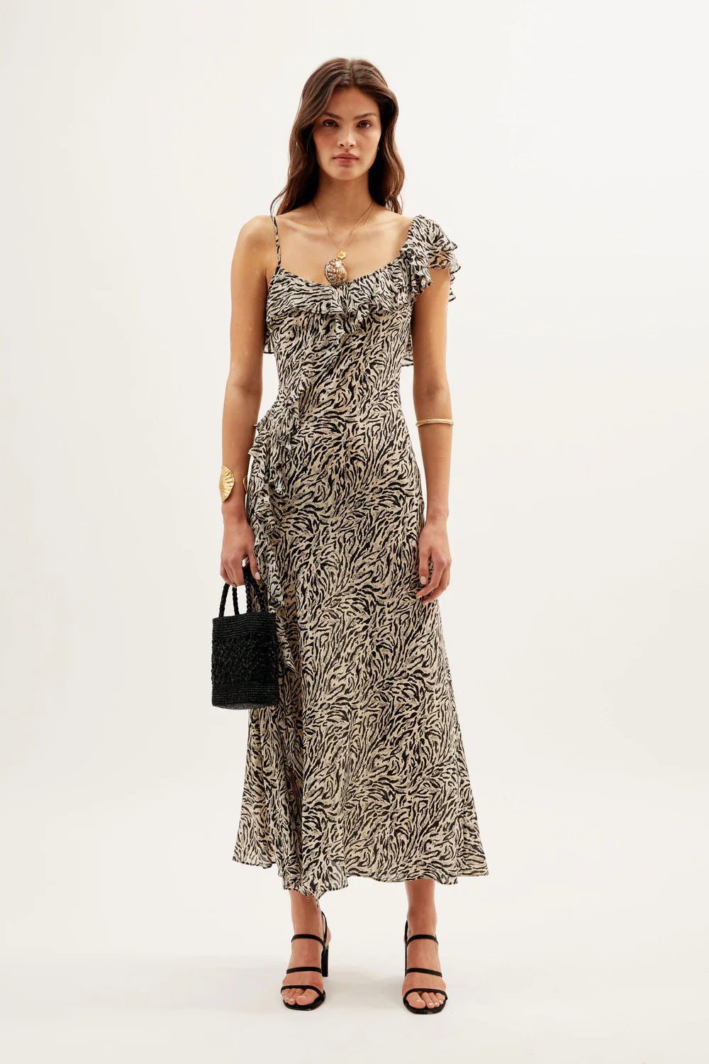 RIXO Ester Dress in Sun Leo Tan