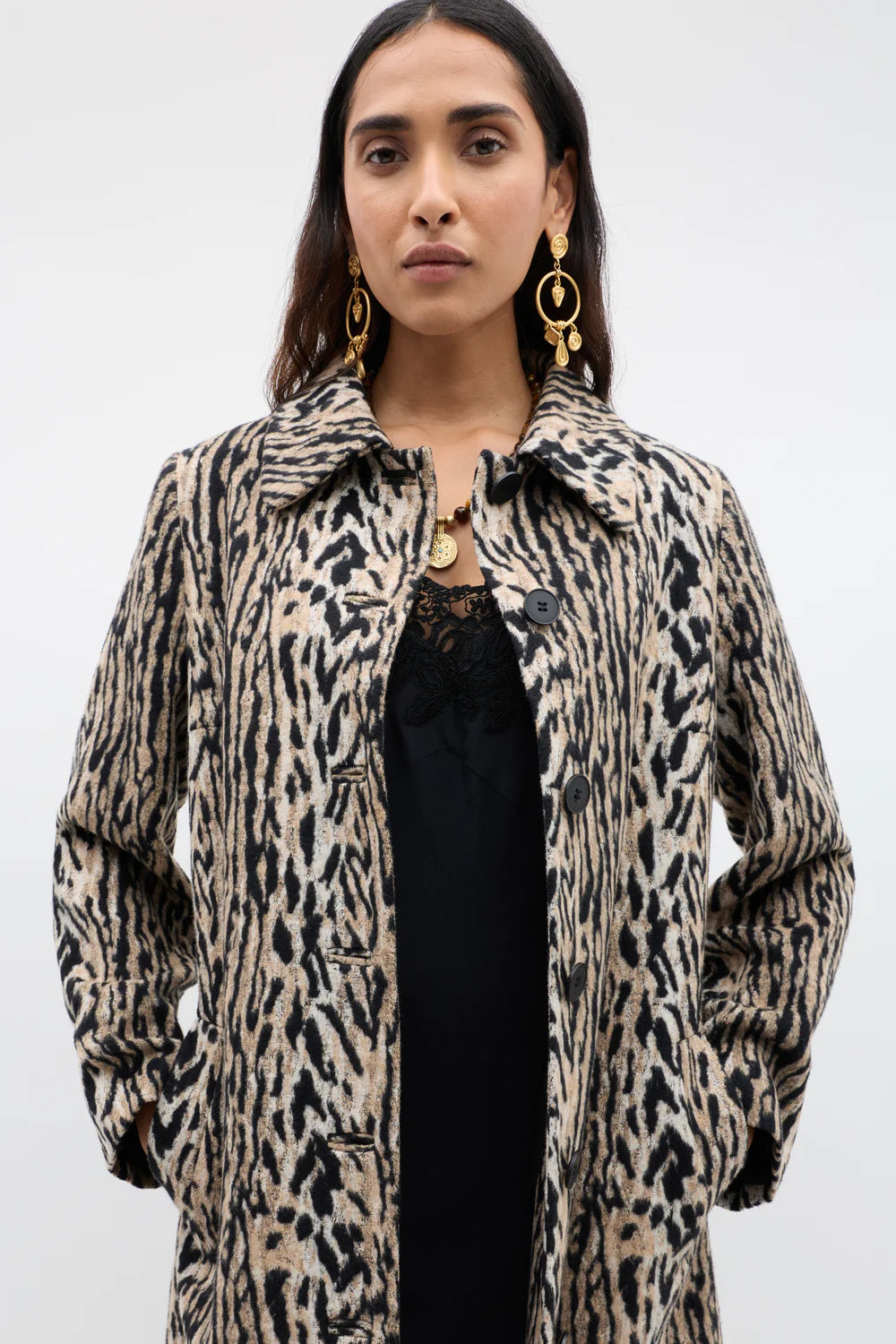 RIXO Milly Coat in Bohemia Leopard