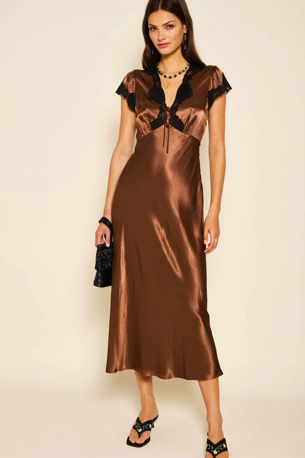 RIXO Amari Dress in Bronze