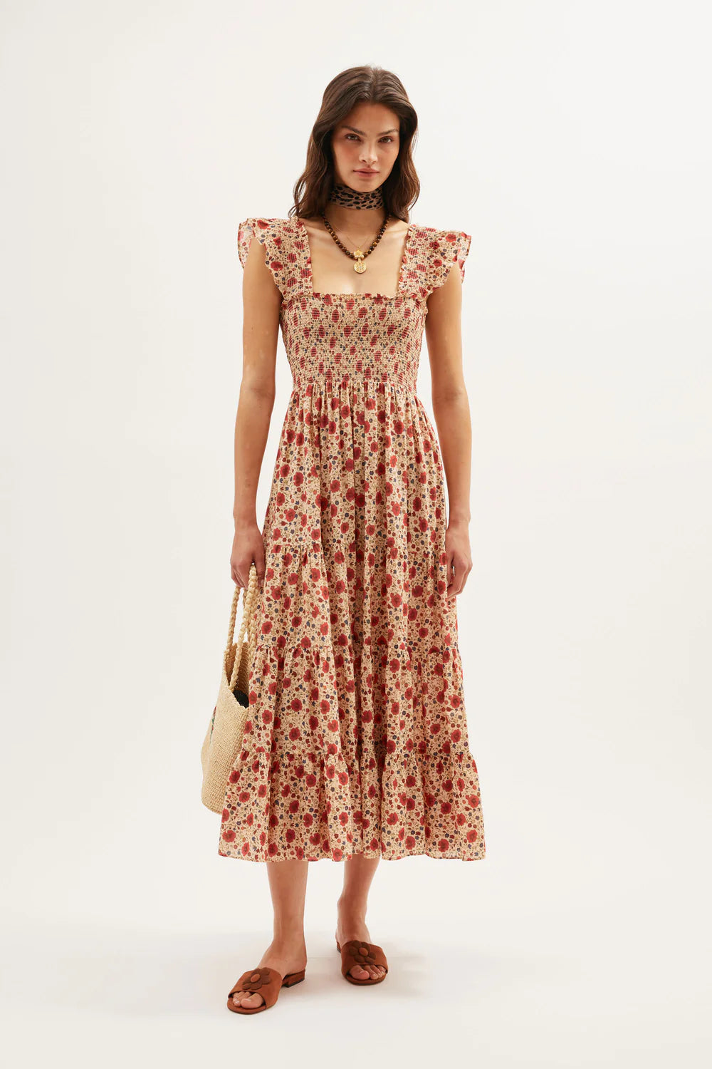 RIXO Kendall Dress in Eva Floral Cream