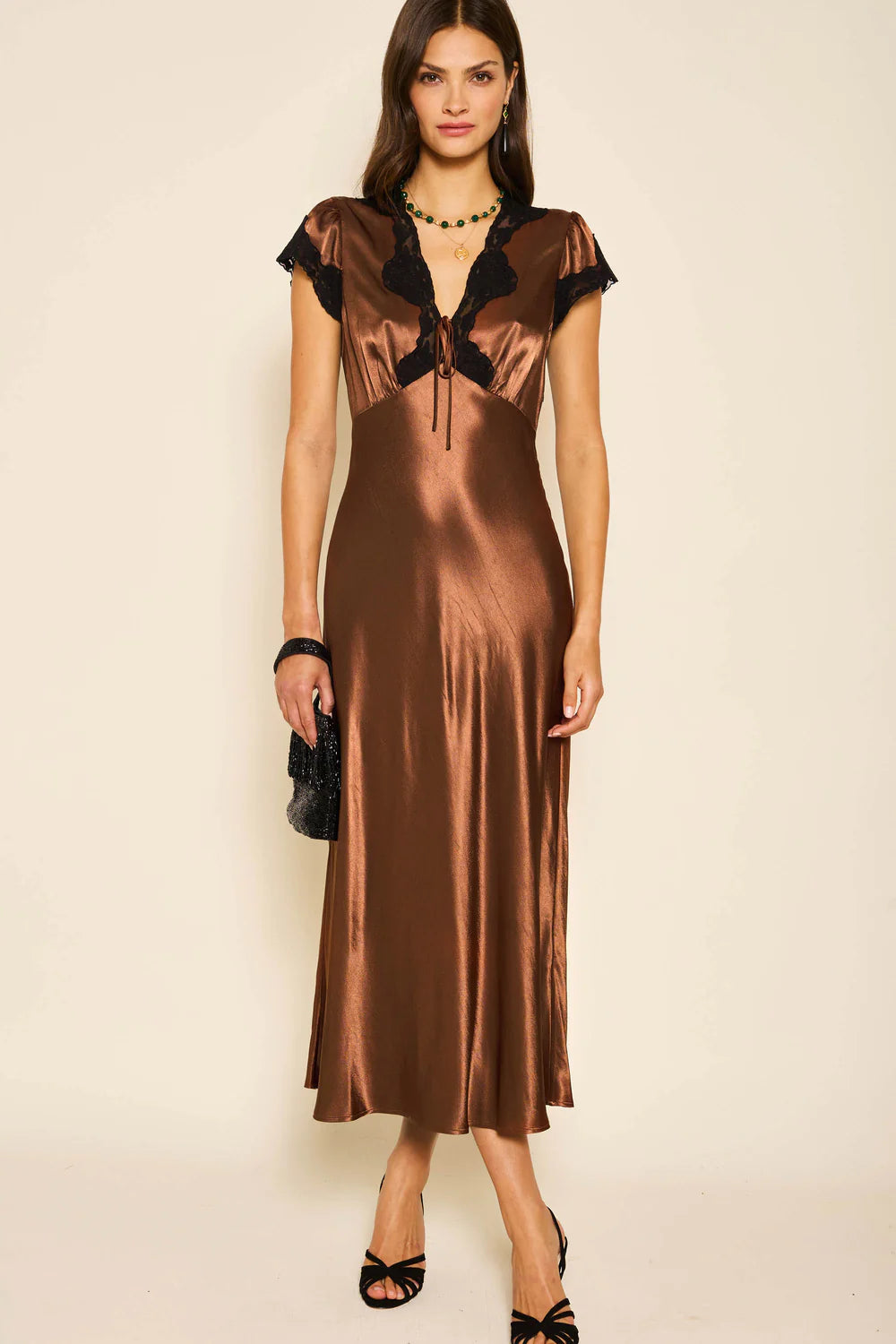 RIXO Amari Dress in Bronze