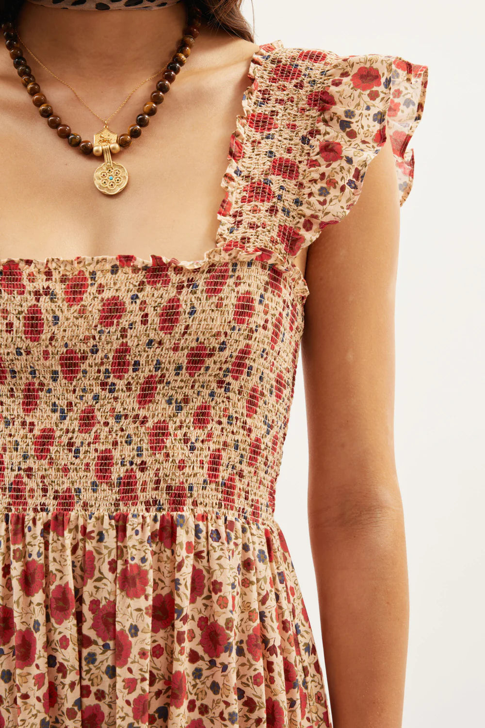 RIXO Kendall Dress in Eva Floral Cream