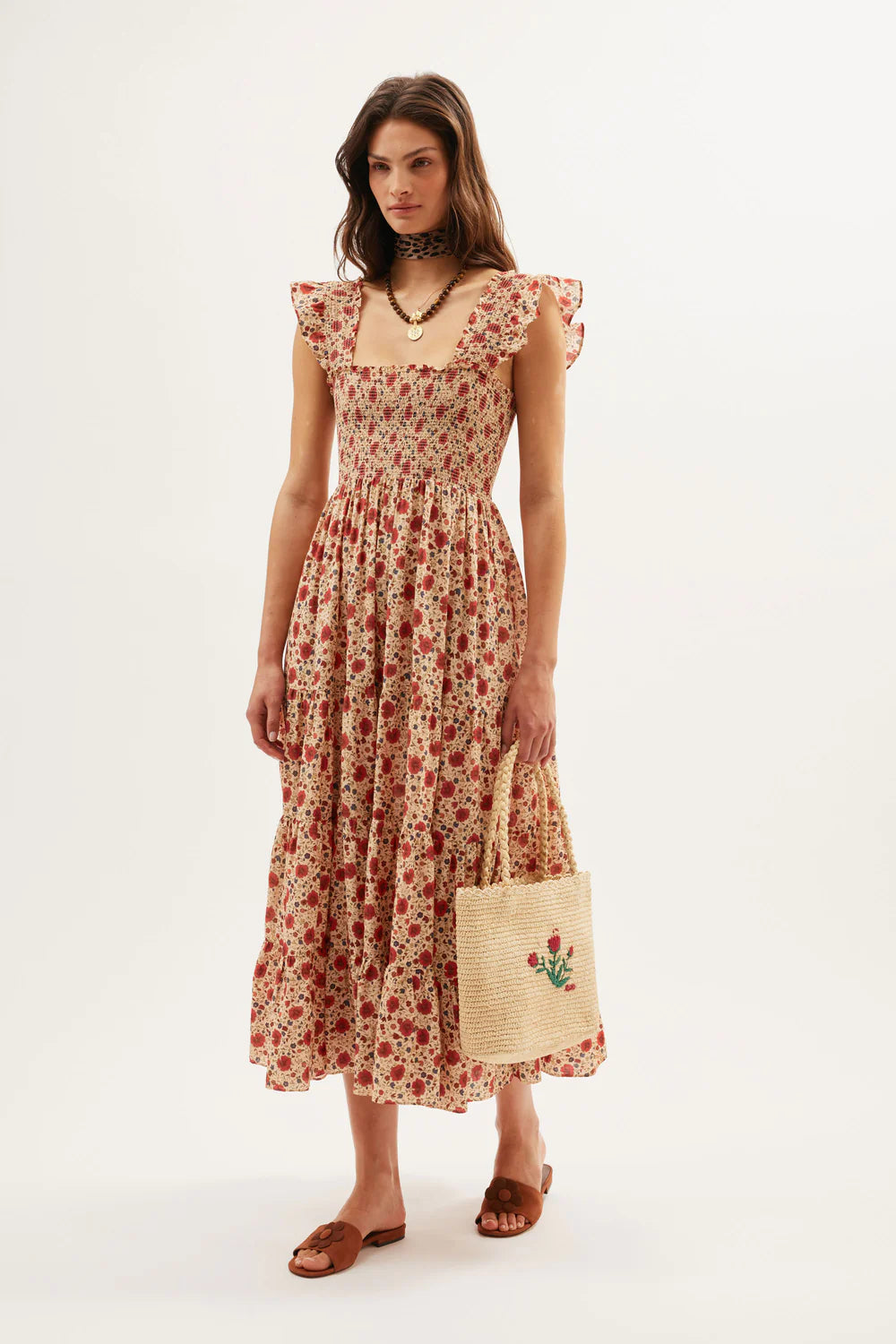 RIXO Kendall Dress in Eva Floral Cream