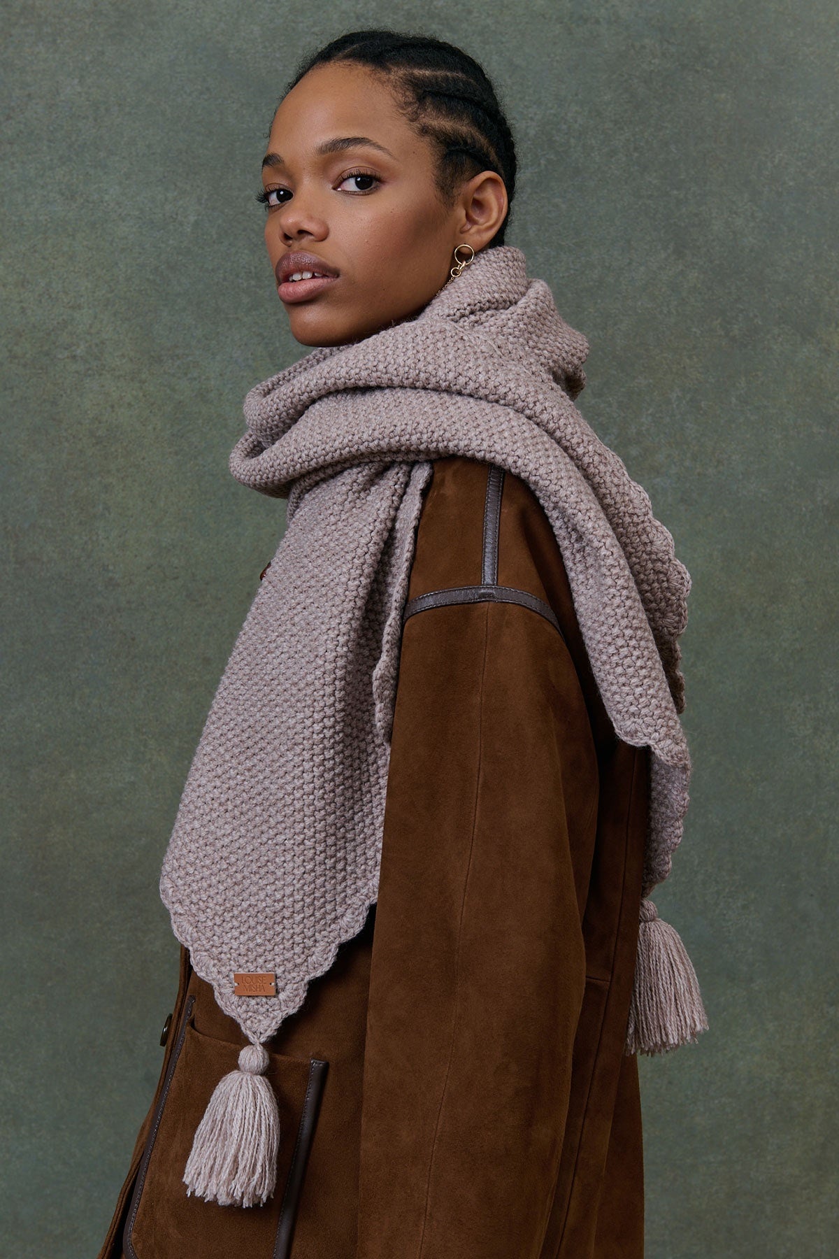 Louise Misha Pompom Scarf in String