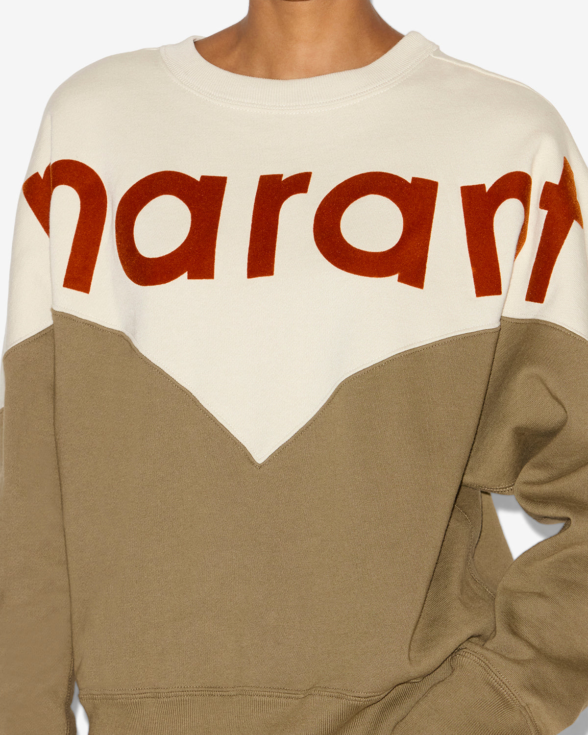 Marant Etoile Houston Sweatshirt in Ecru, Dark Khaki
