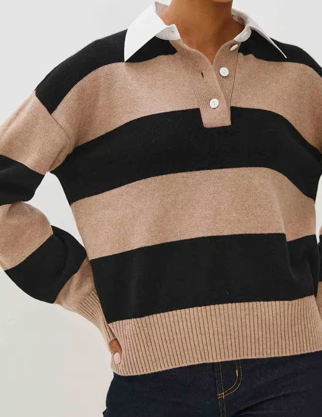 RAILS Paxton Rugby Knit in Oatmeal, Black