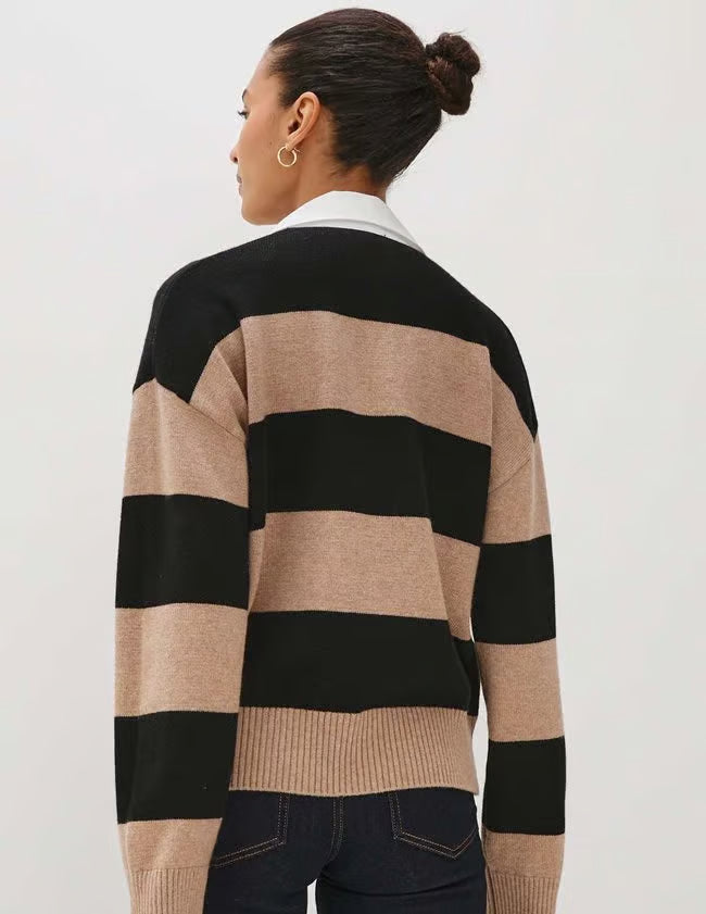 RAILS Paxton Rugby Knit in Oatmeal, Black