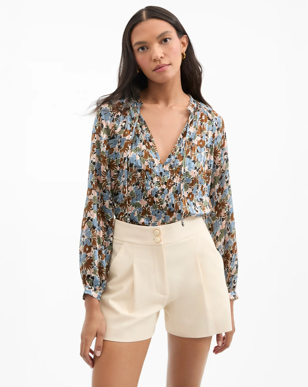 Veronica Beard Linds Blouse in Lake Mist